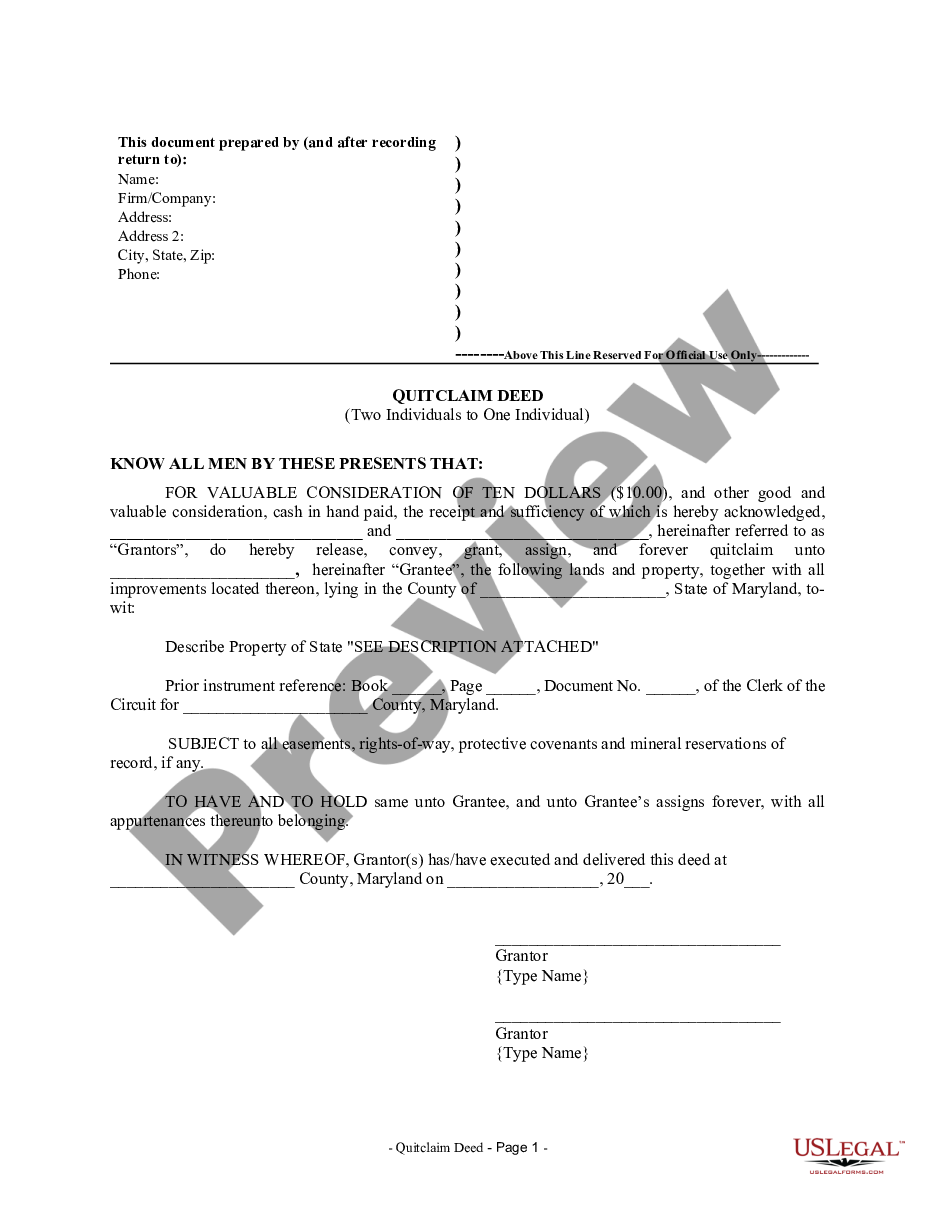 quitclaim-deed-of-gift-maryland-free-download
