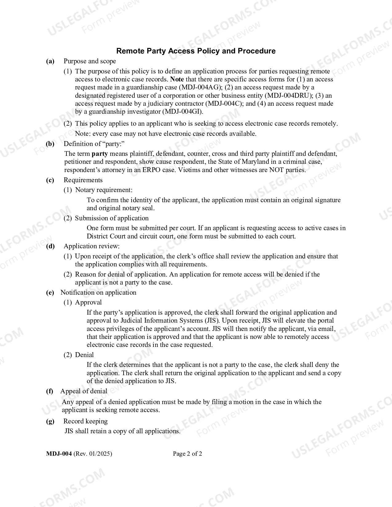 Preview Application for Statement of Charges
