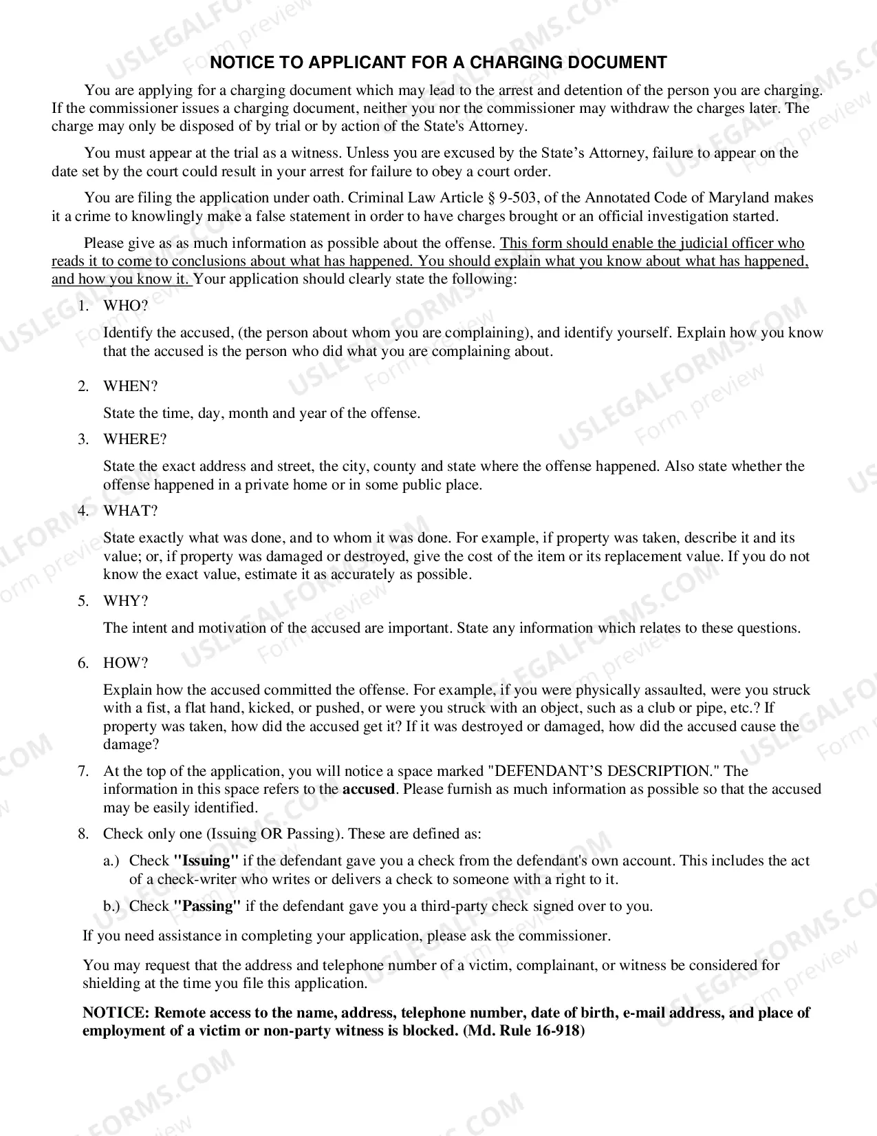 Preview Application for Statement of Charges Bad Checks Cont.