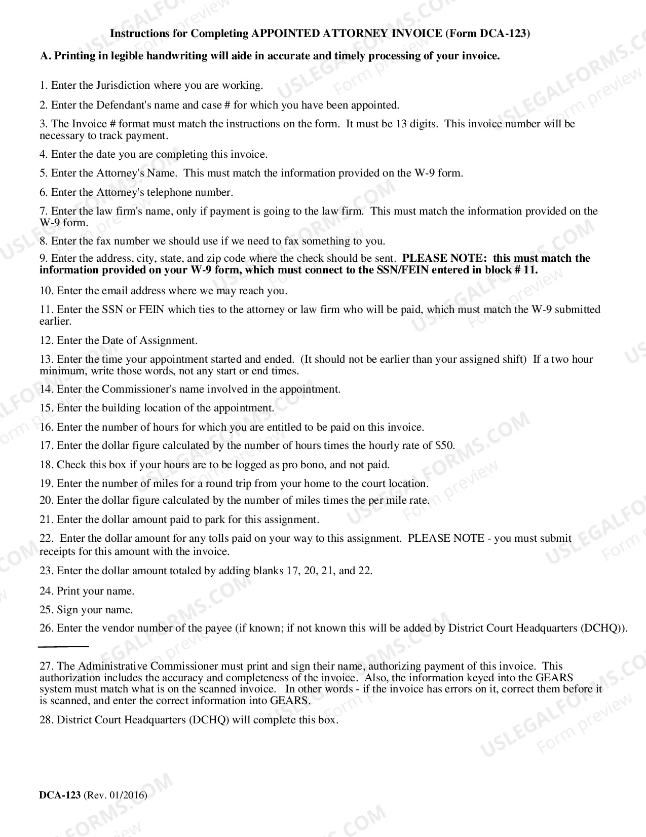 Preview Appointed Attorney Invoice (For use on or before 01/04/2017)