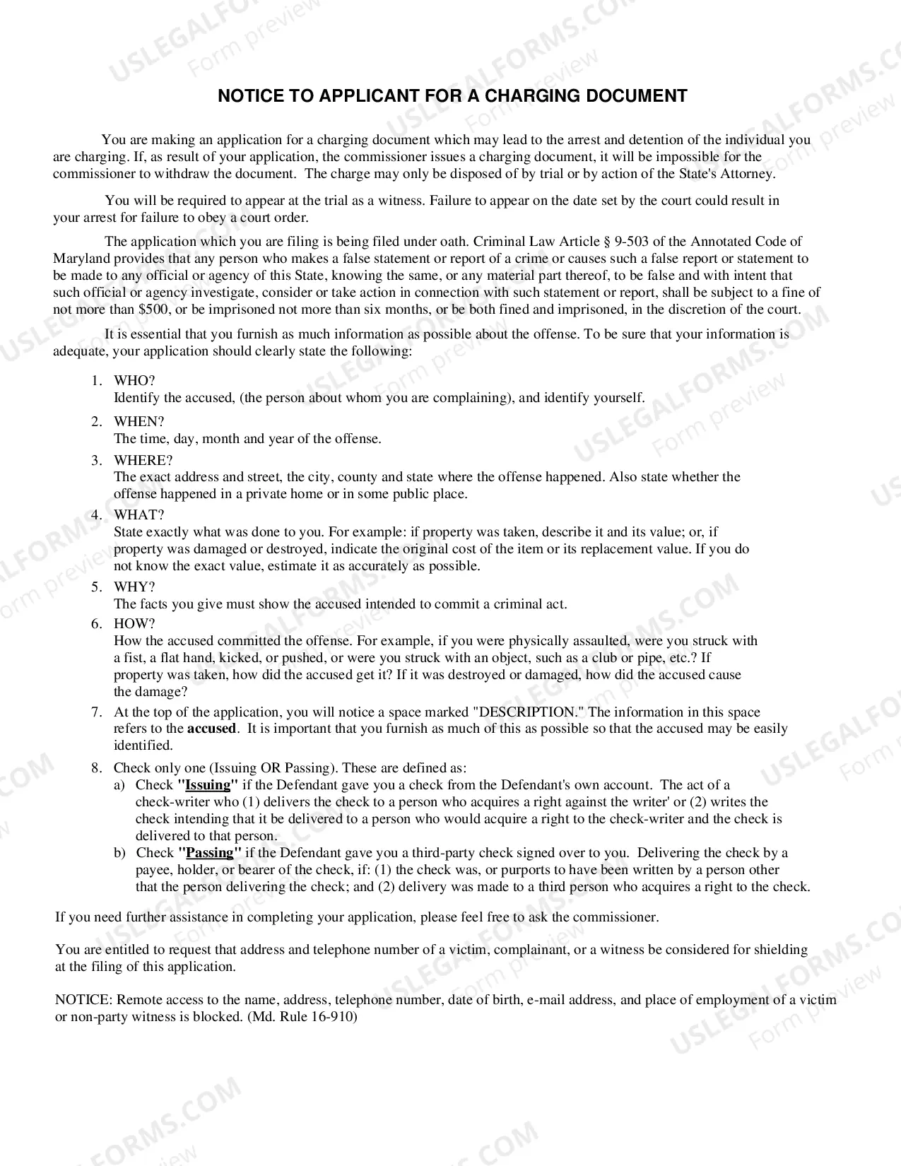 Preview Appplication for Statement of Charges Bad Checks