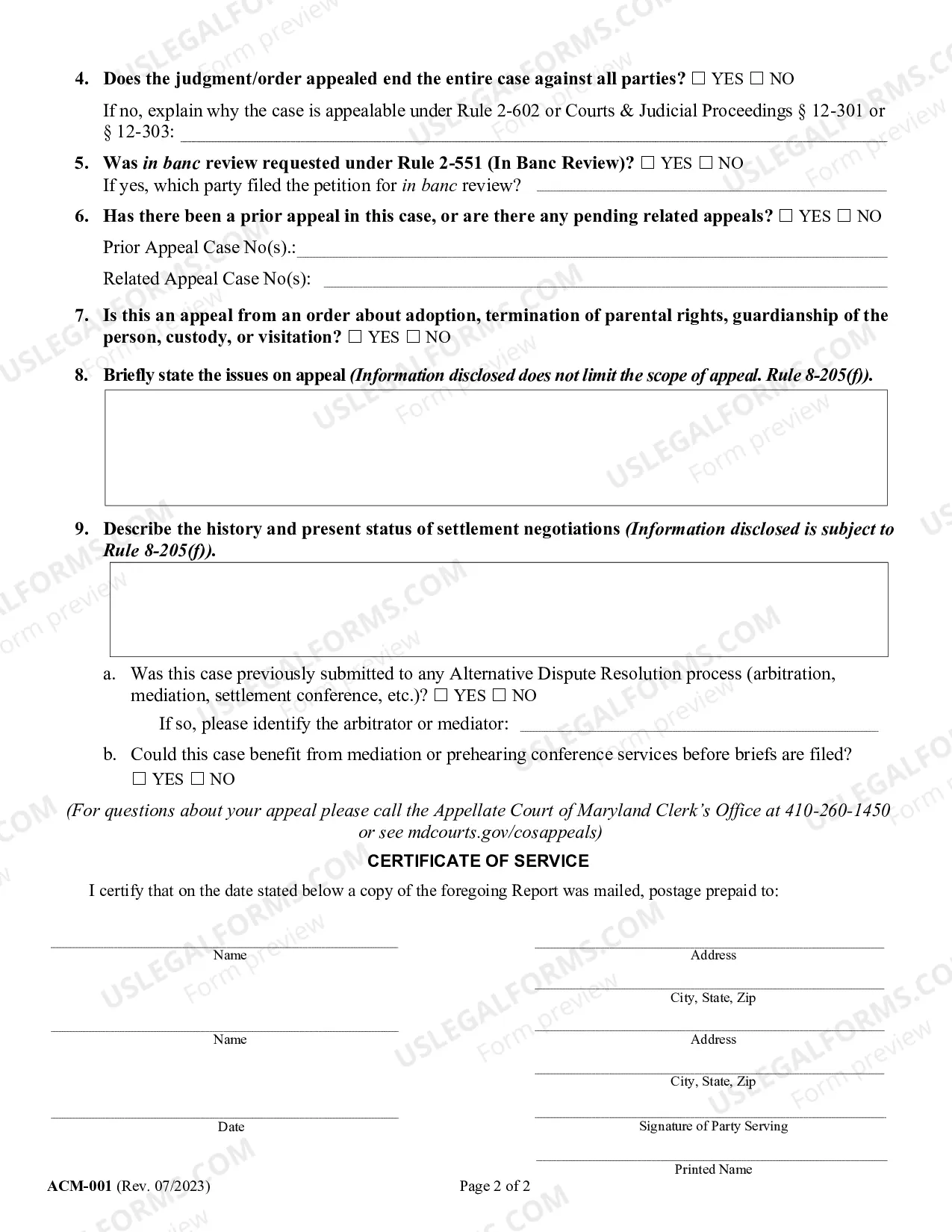 Preview Civil Appeal/Request for Transcript/Certificate of Service