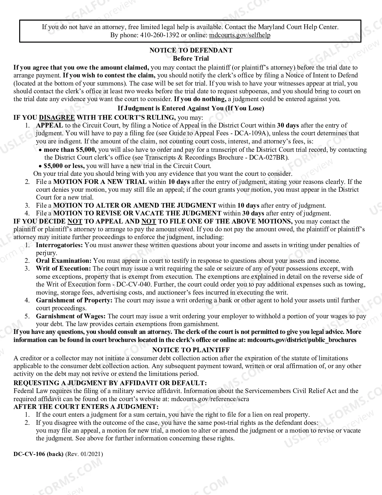 Preview Complaint - Assigned Consumer Debt