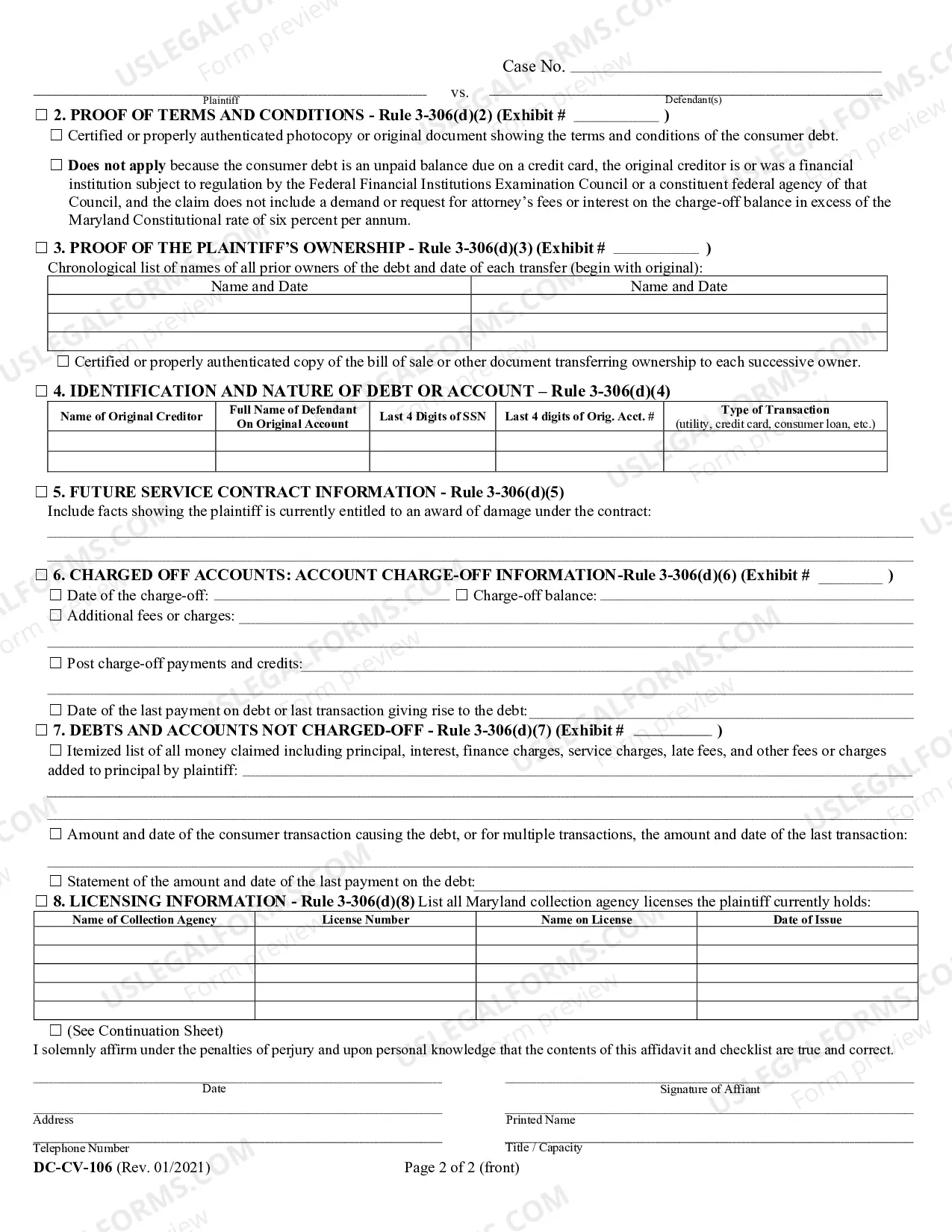 Preview Complaint - Assigned Consumer Debt