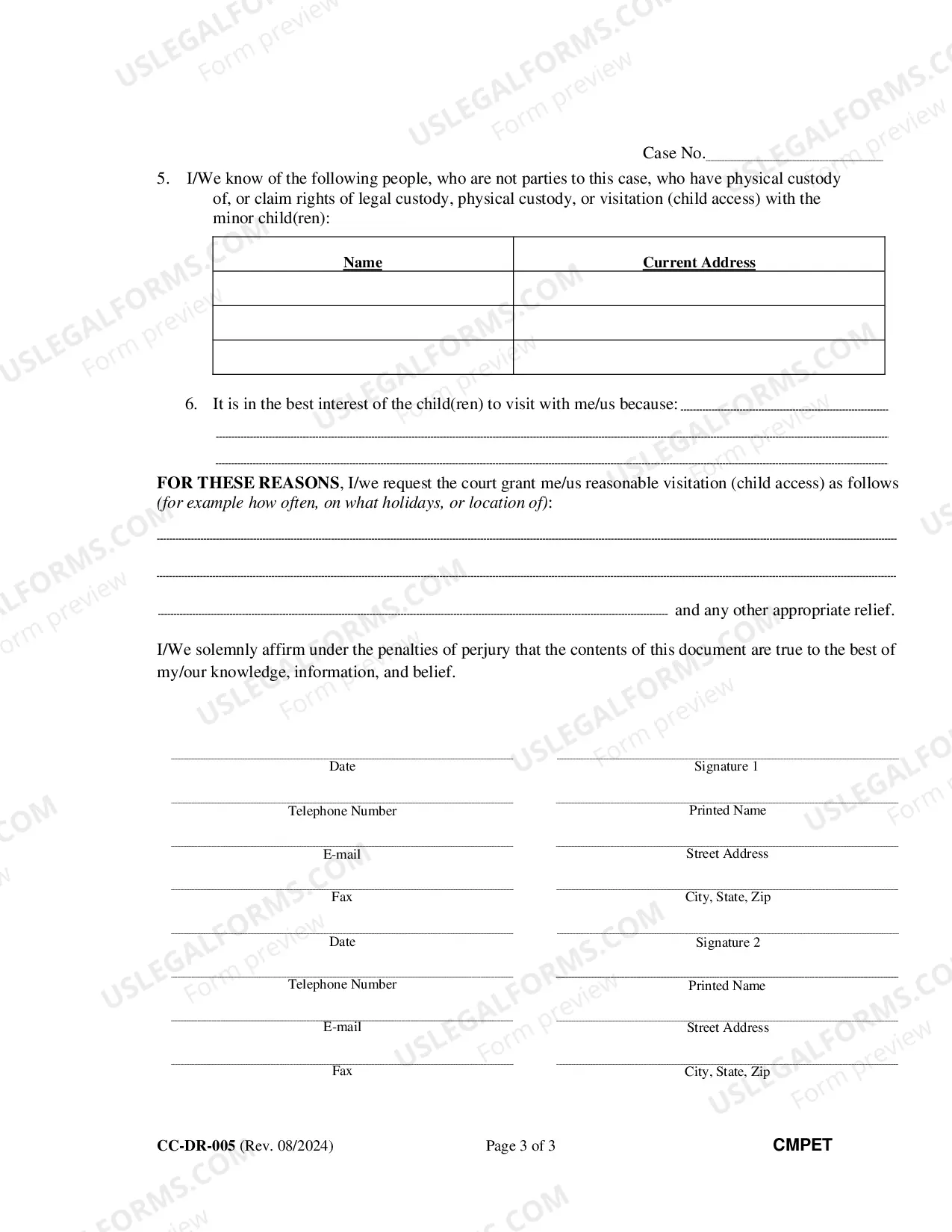 Preview Complaint for Visitation