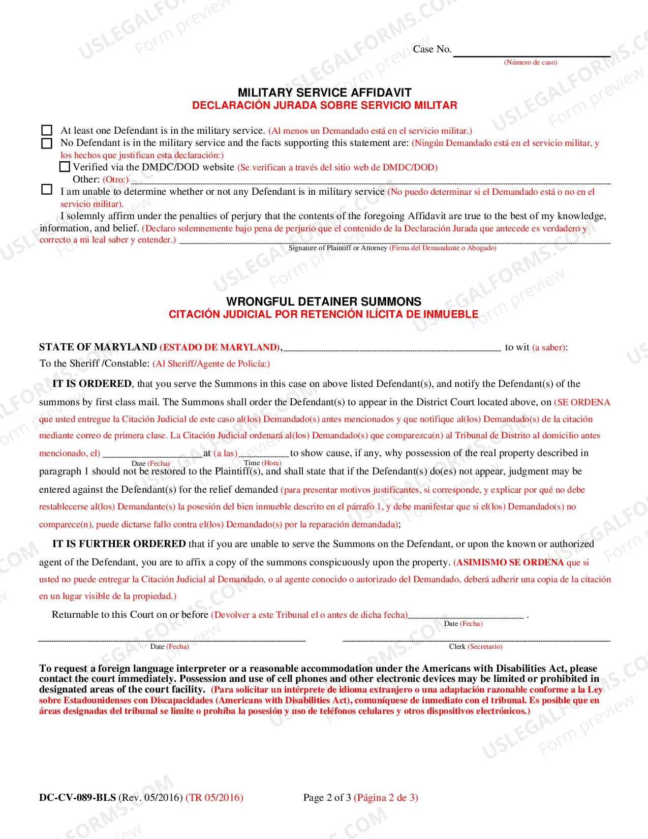 Preview Complaint for Wrongful Detainer
