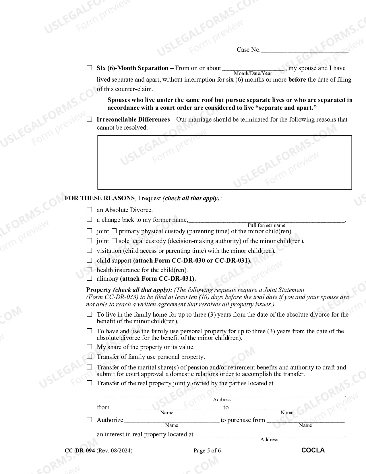 Preview Counter-Complaint for Absolute Divorce
