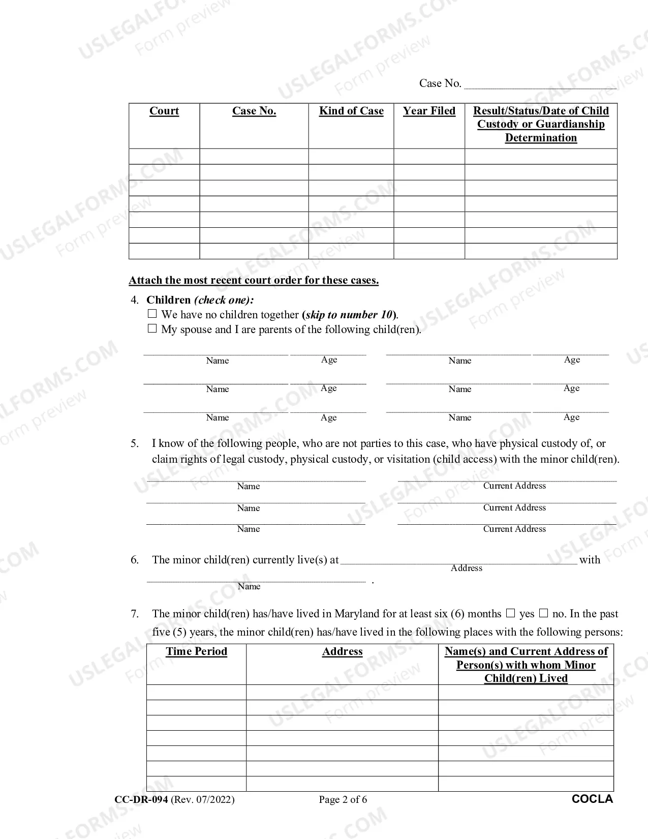 Preview Counter-Complaint for Absolute Divorce Instructions for Completing Form CC-DR-094 (Bilingual-Spanish format)