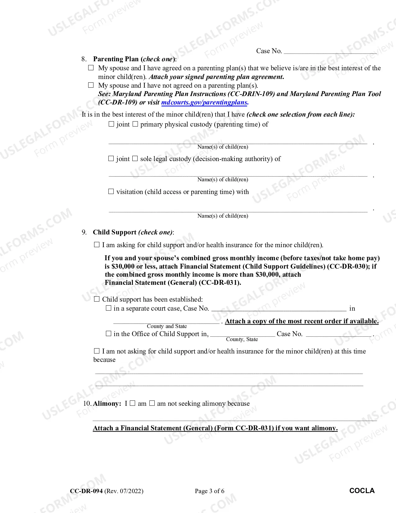 Preview Counter-Complaint for Absolute Divorce Instructions for Completing Form CC-DR-094 (Bilingual-Spanish format)