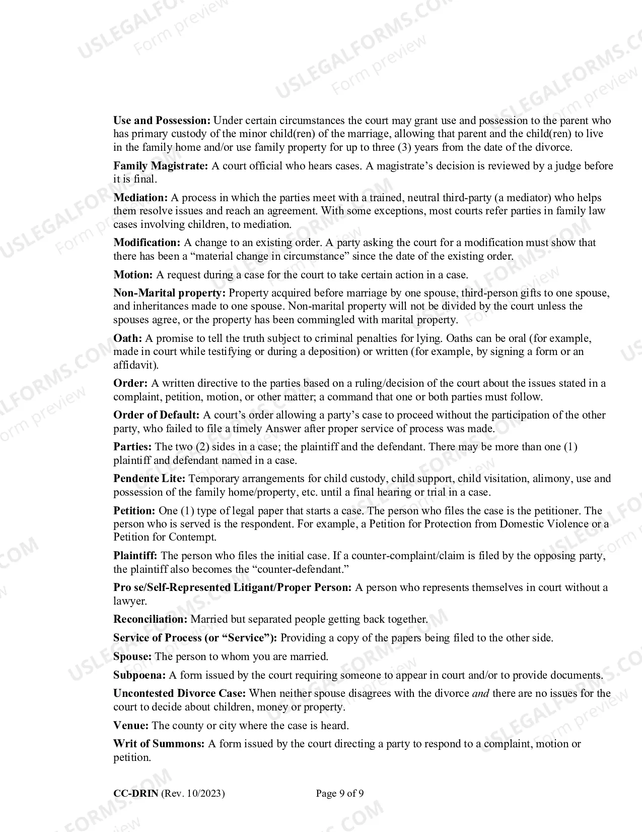 Preview Counter-Complaint for Custody/Child Support