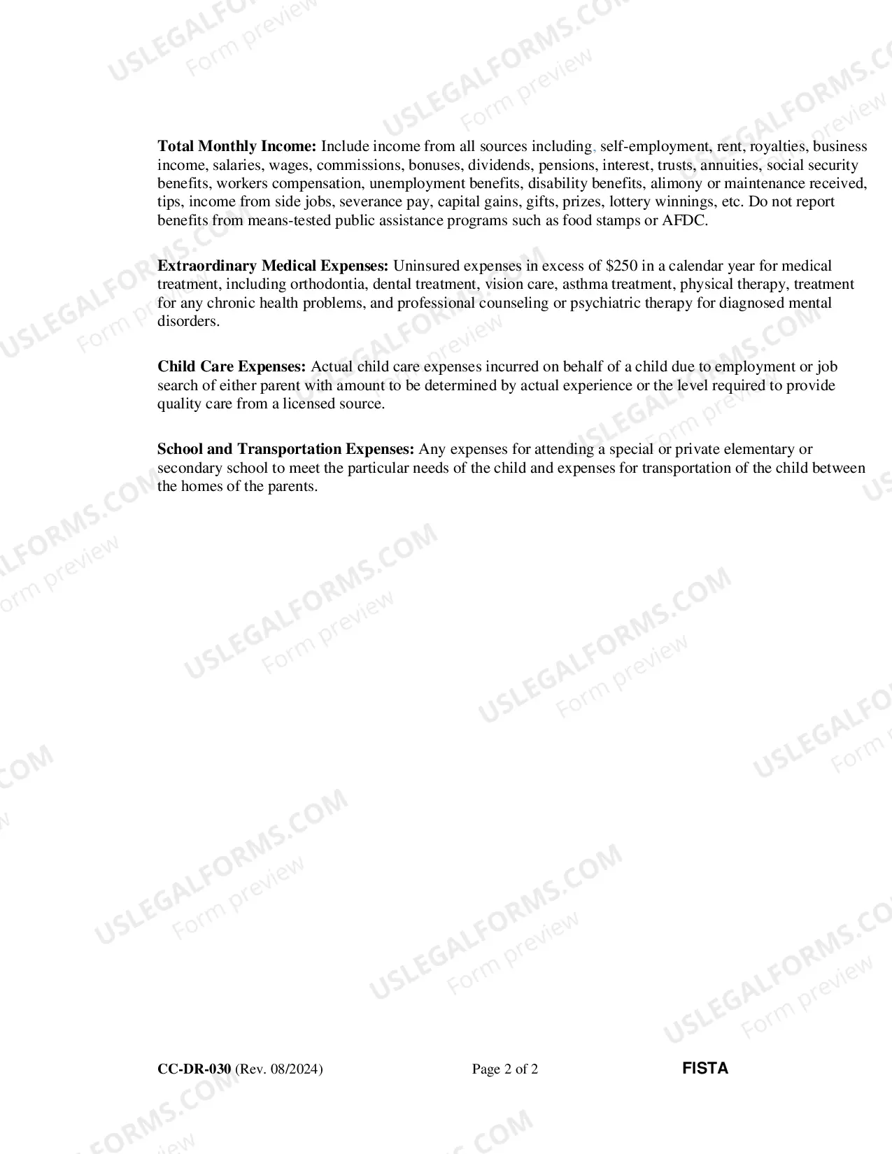 Preview Financial Statement (Child Support Guidelines)