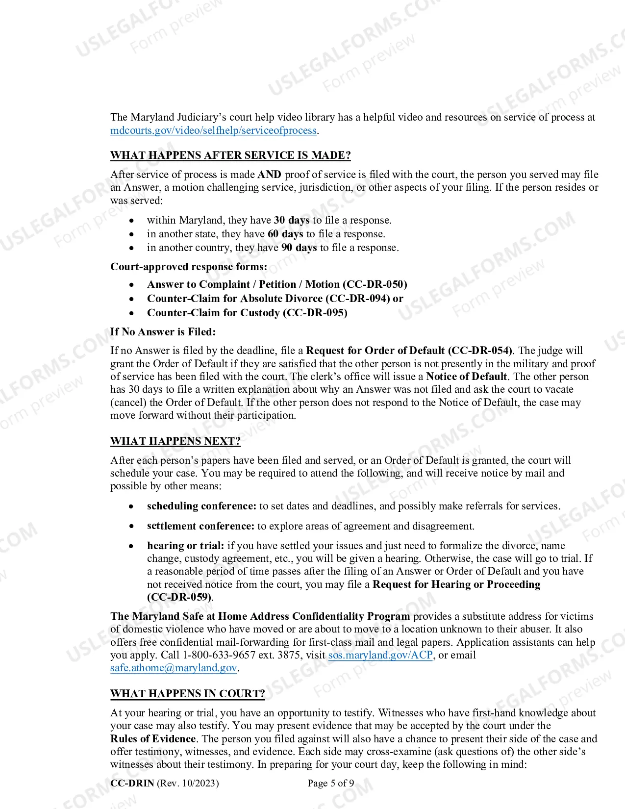 Preview General Instructions for Domestic Relations Forms