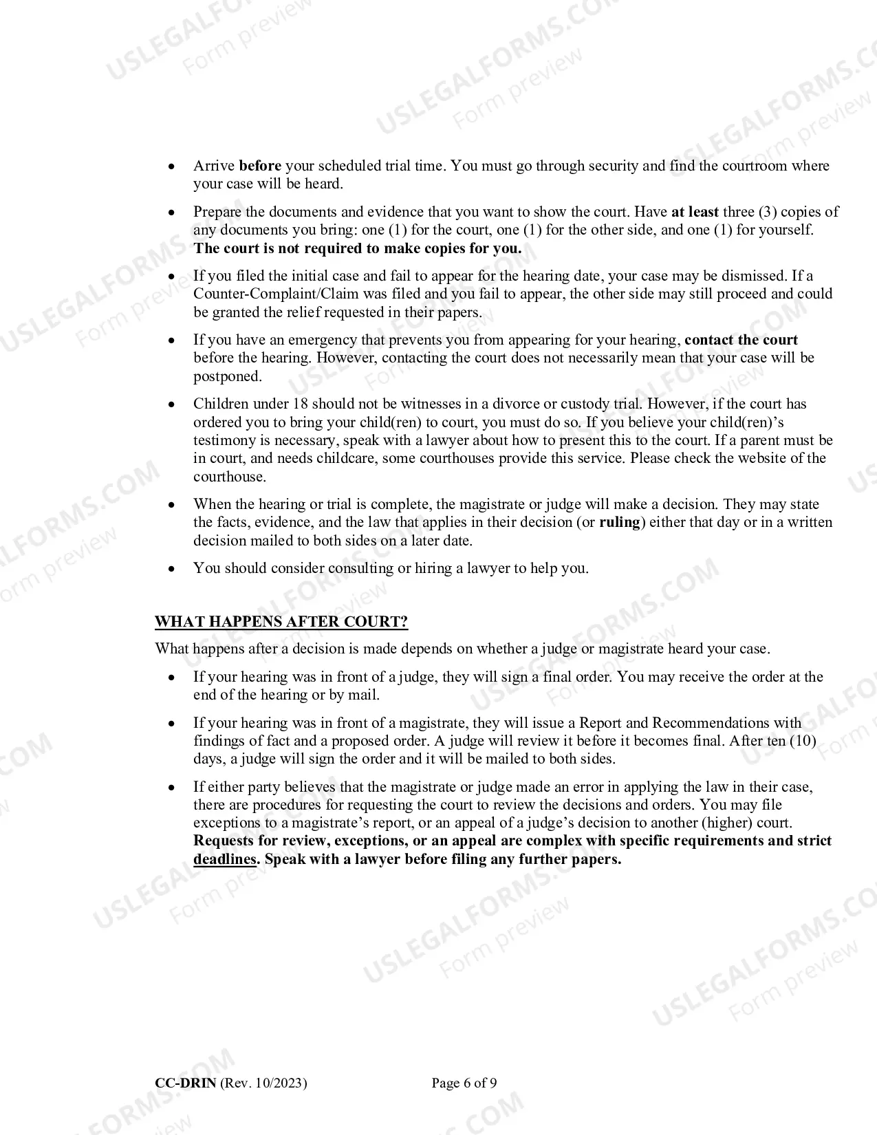 Preview General Instructions for Domestic Relations Forms