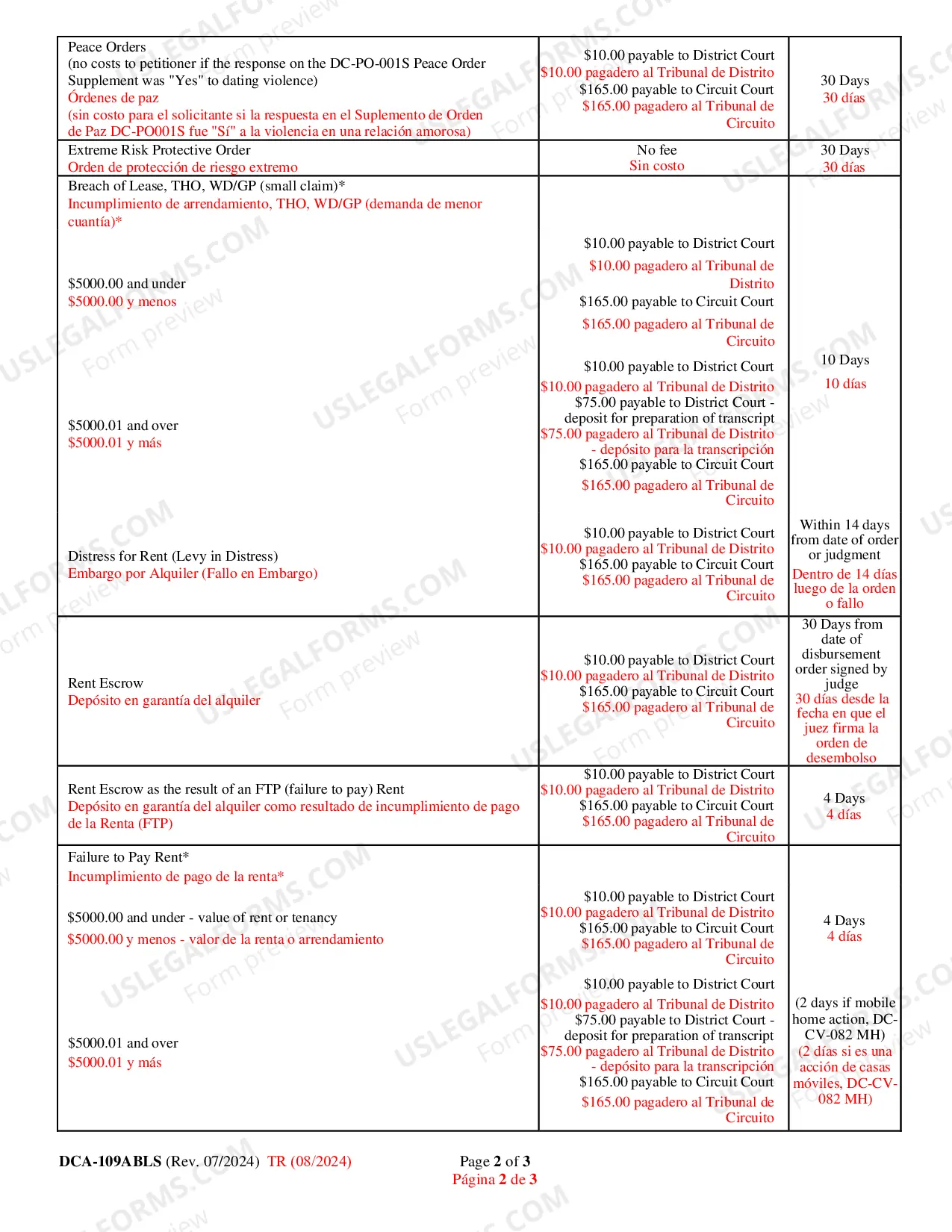 Preview Guide to Appeal Fees (Bilingual - Spanish Format)