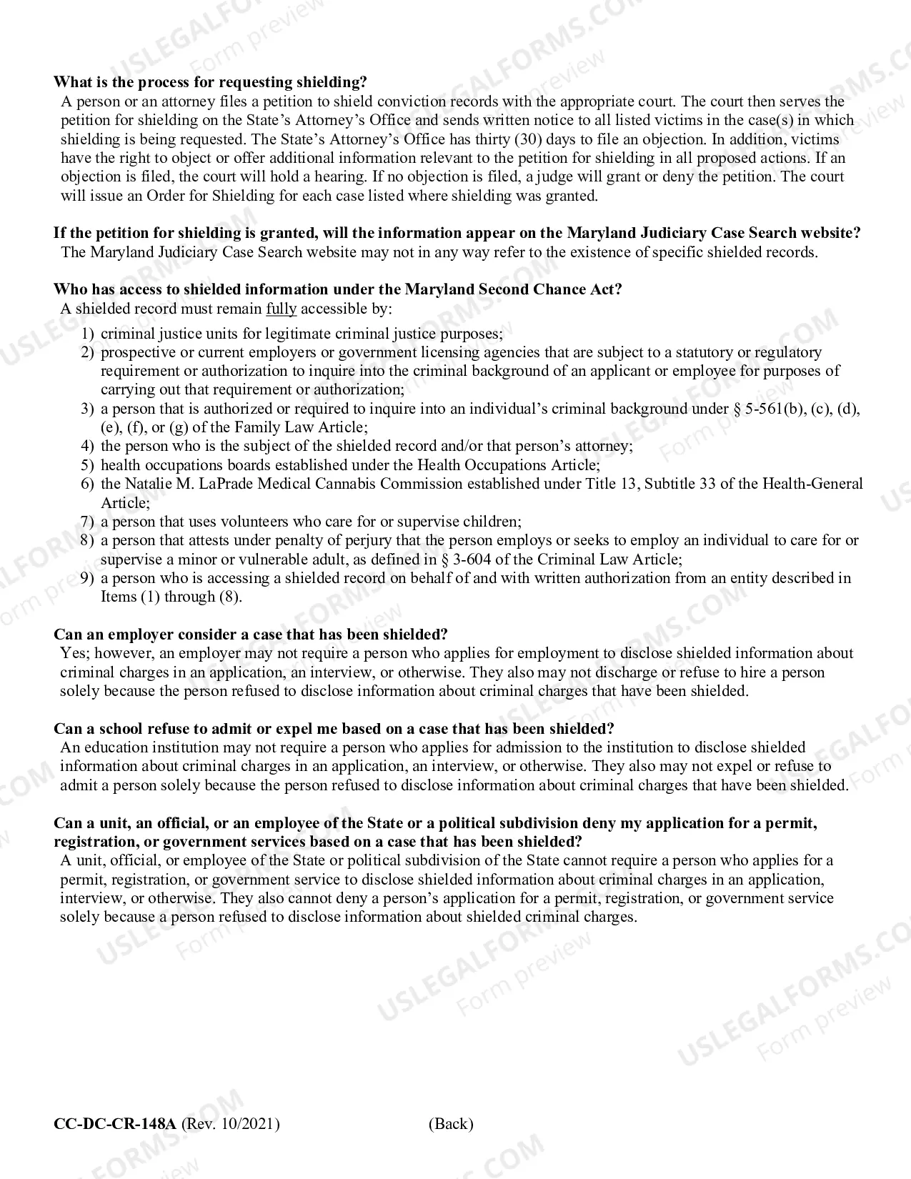 Preview Guide for Shielding of MD Second Chance Act Records (Bilingual - French Format)