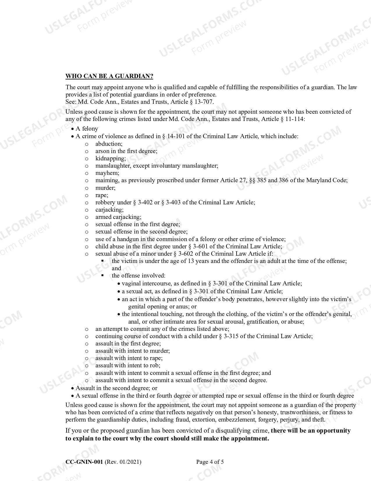 Preview Instructions for Completing CC-GN-001