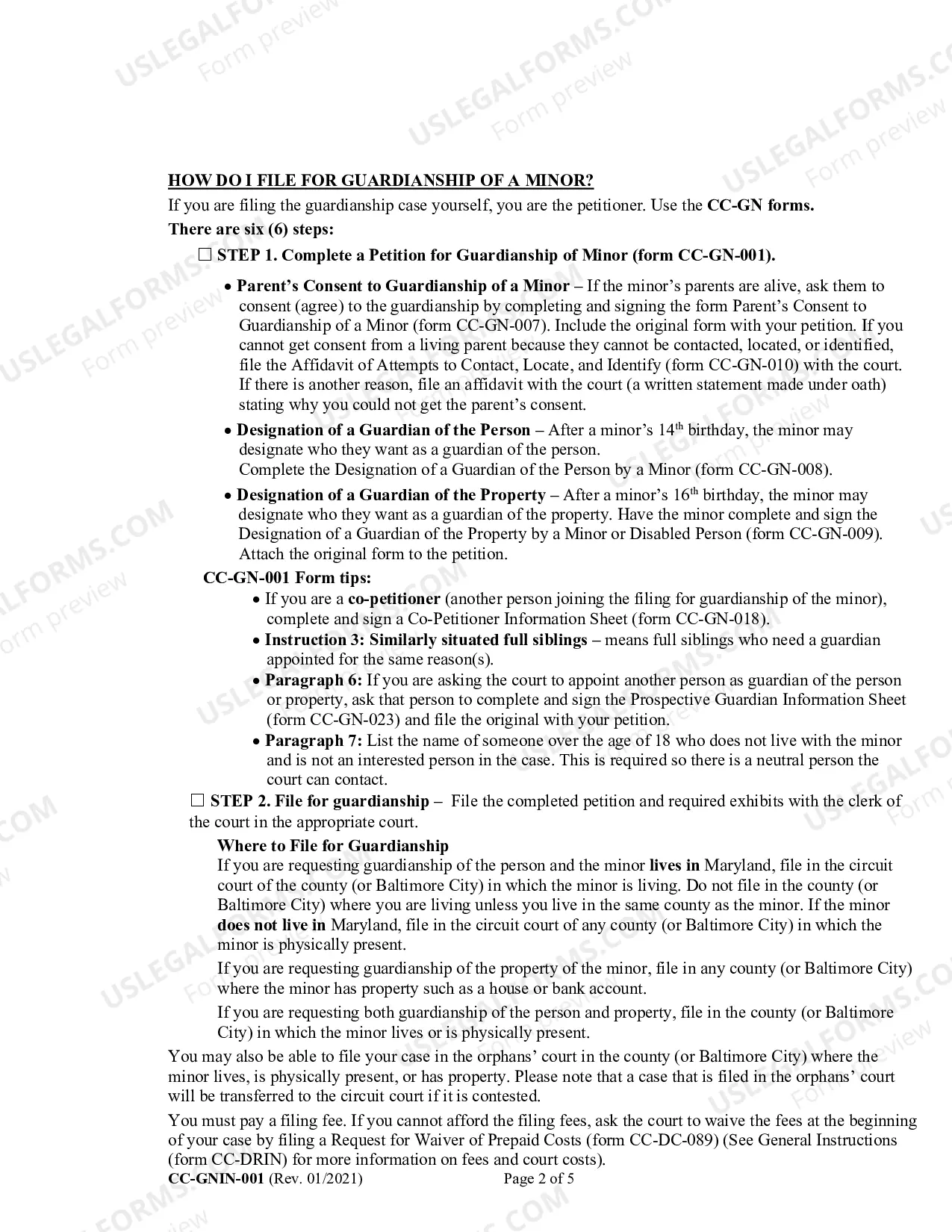 Preview Instructions for Completing CC-GN-002