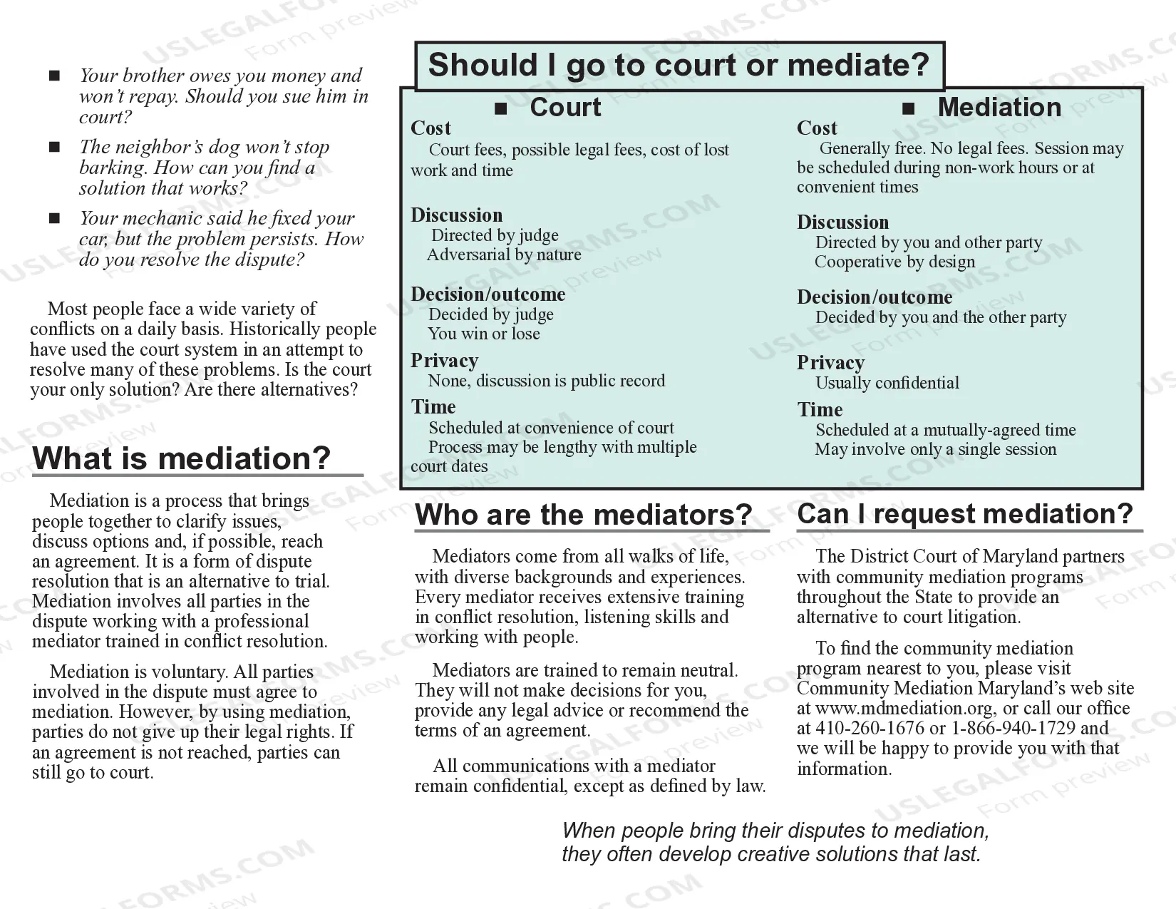 Preview Mediation Brochure