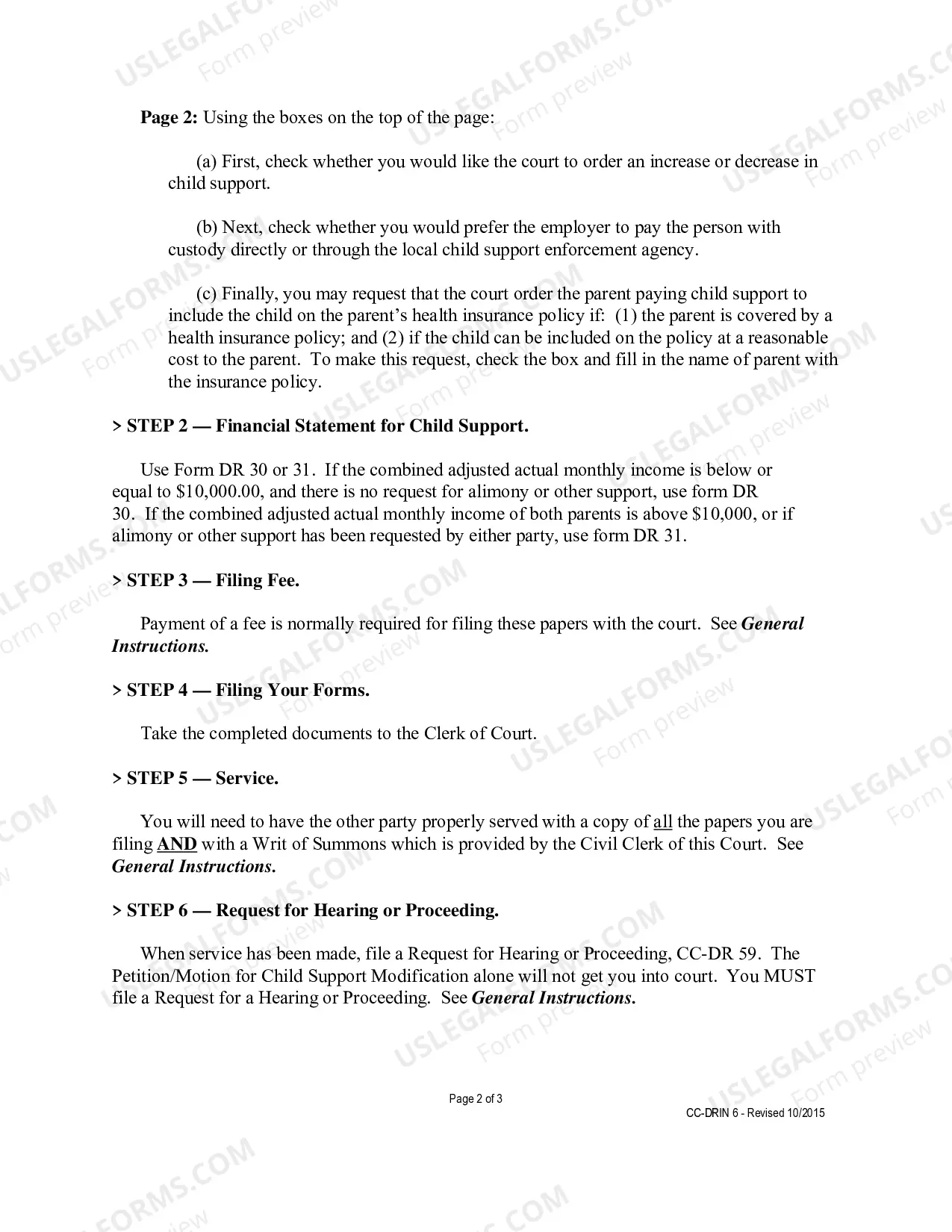 Preview Petition/Motion to Modify Child Support CC-DR 6 - Instructions