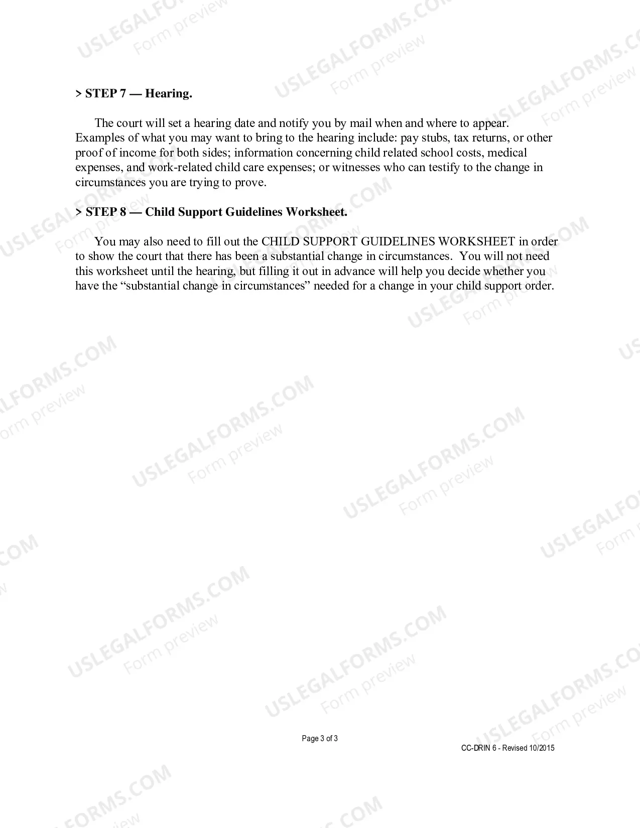 Preview Petition/Motion to Modify Child Support CC-DR 6 - Instructions