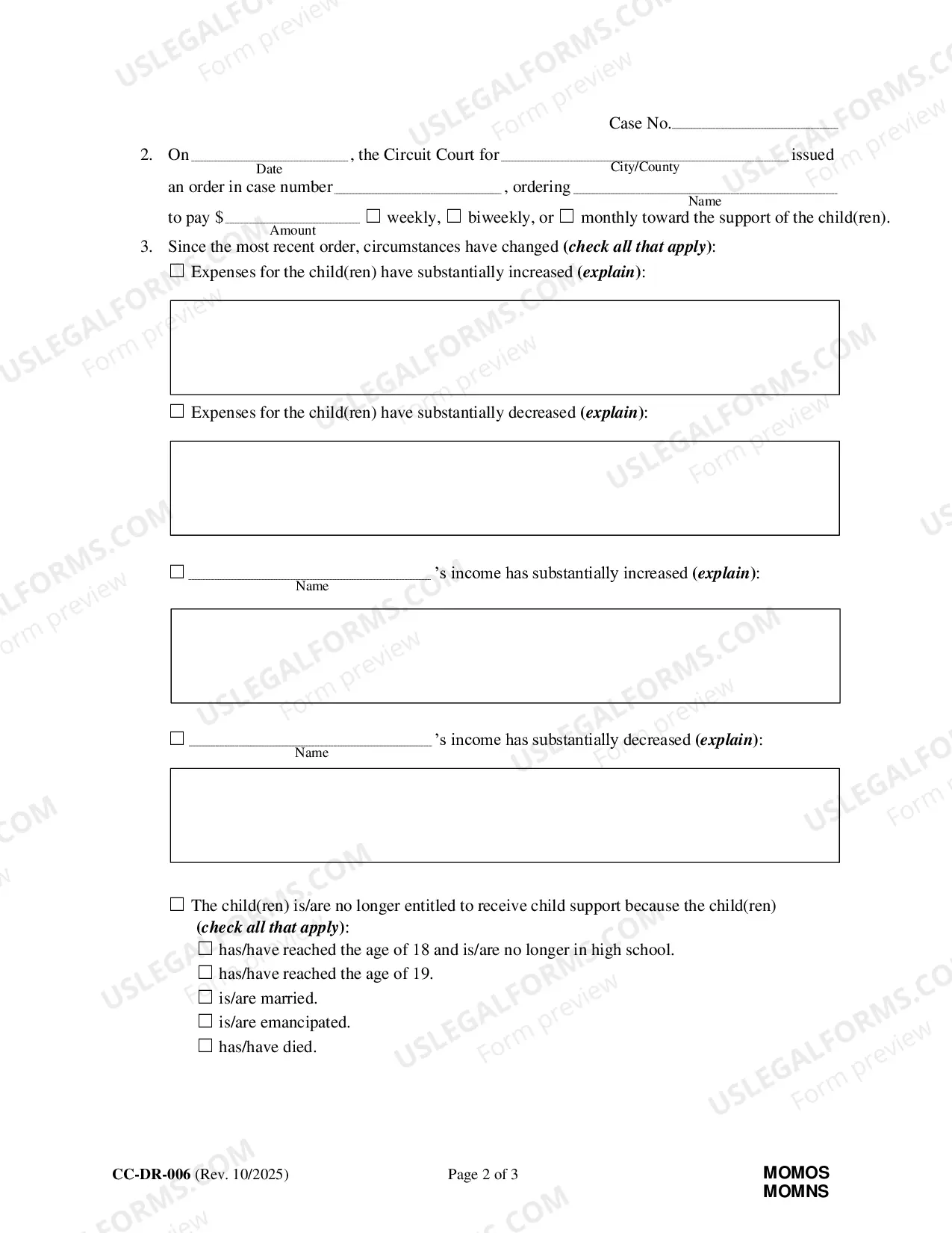 Preview Petition/Motion to Modify Child Support