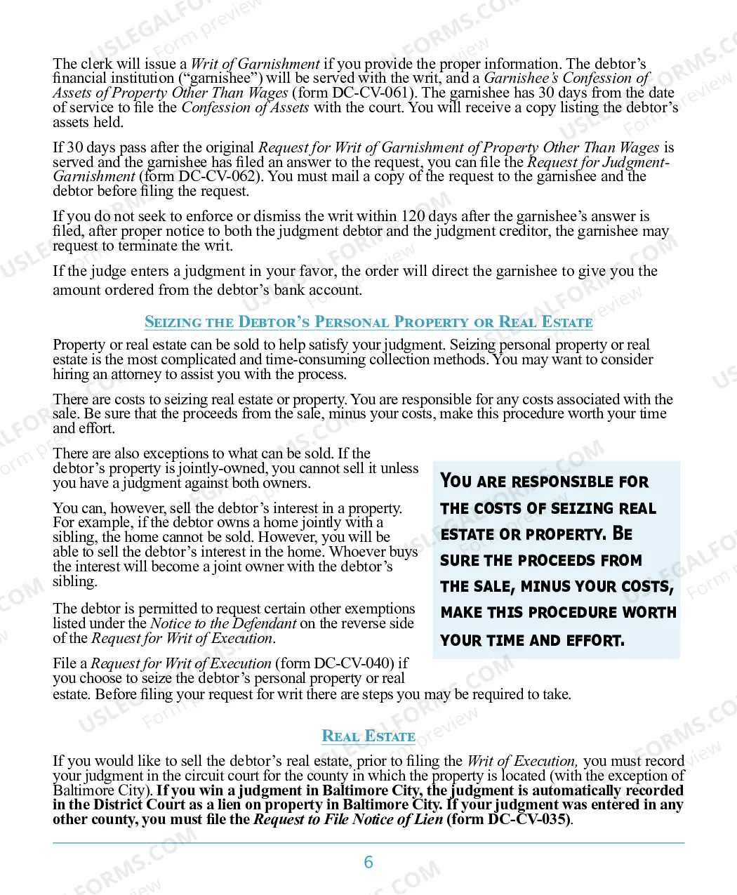 Preview Post-Judgment Collection Brochure