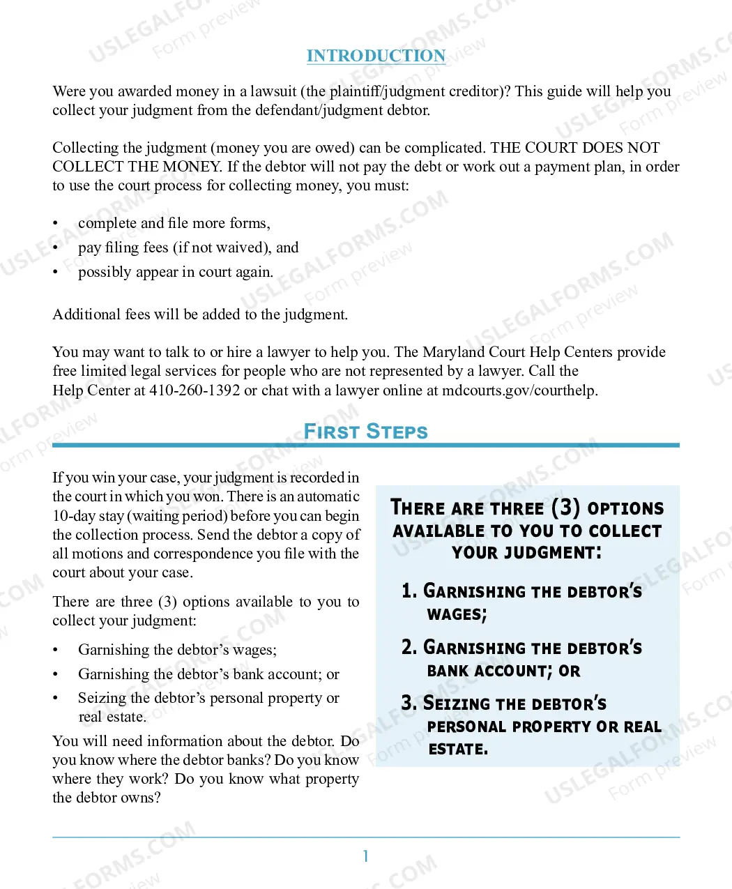 Preview Post-Judgment Collection Brochure