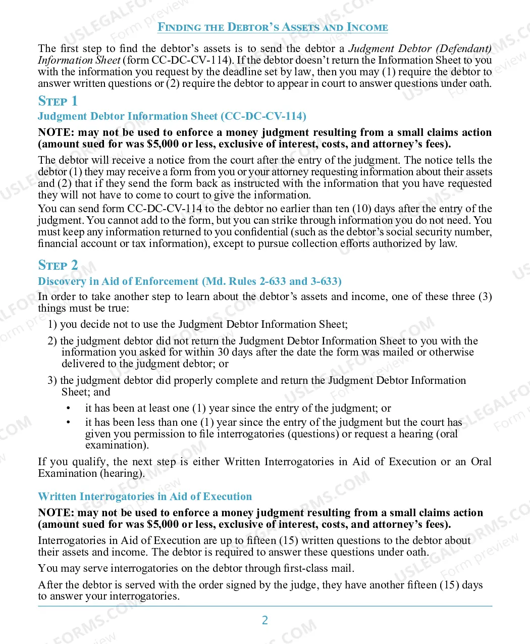 Preview Post-Judgment Collection Brochure