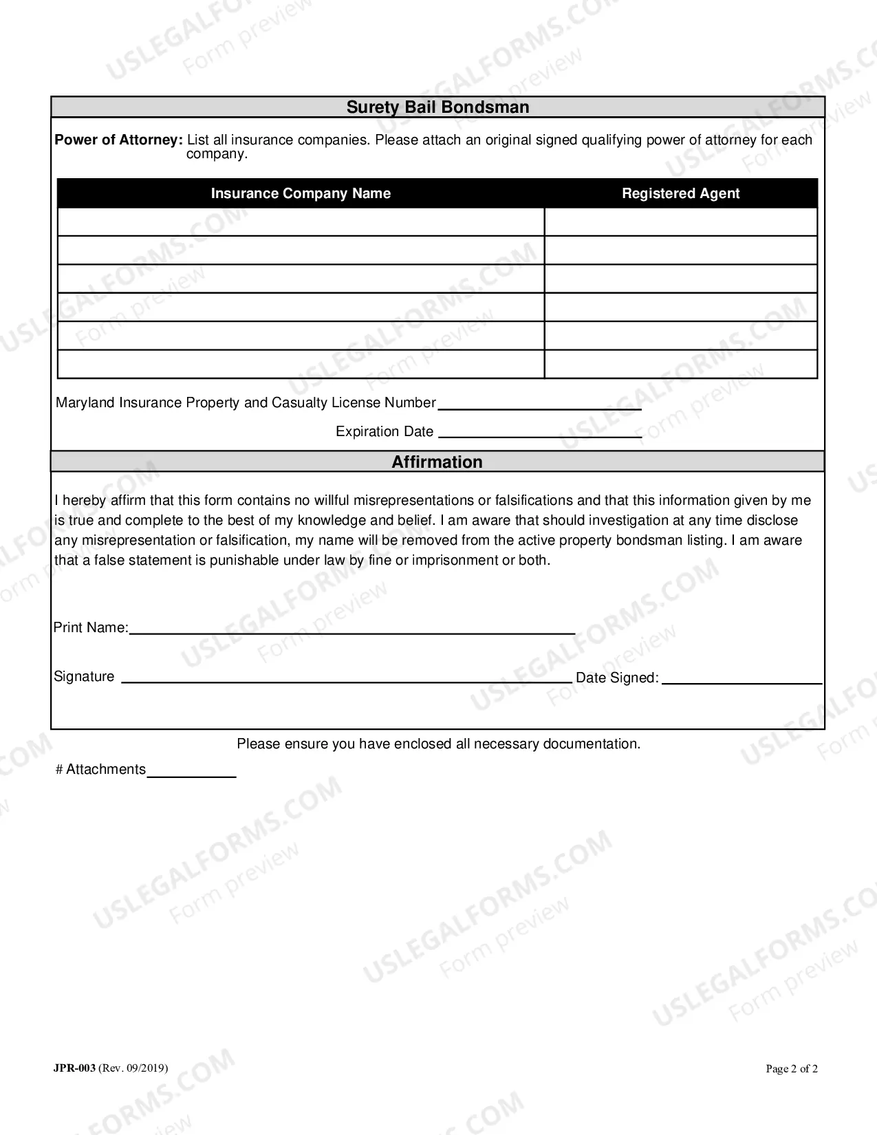Preview Professional Bondsman/Agent Information