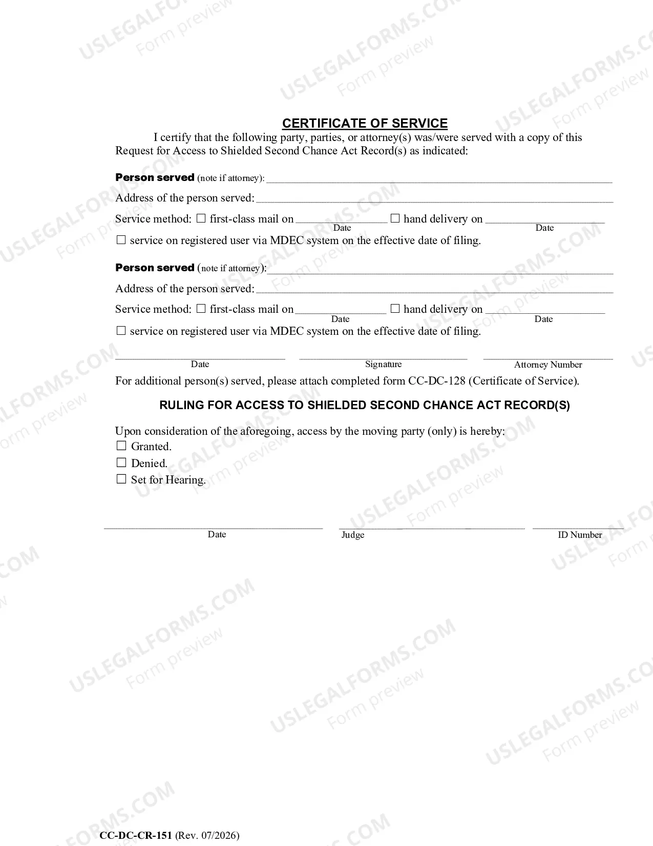 Preview Request for Access to Shielded Second Chance Act Record(s)