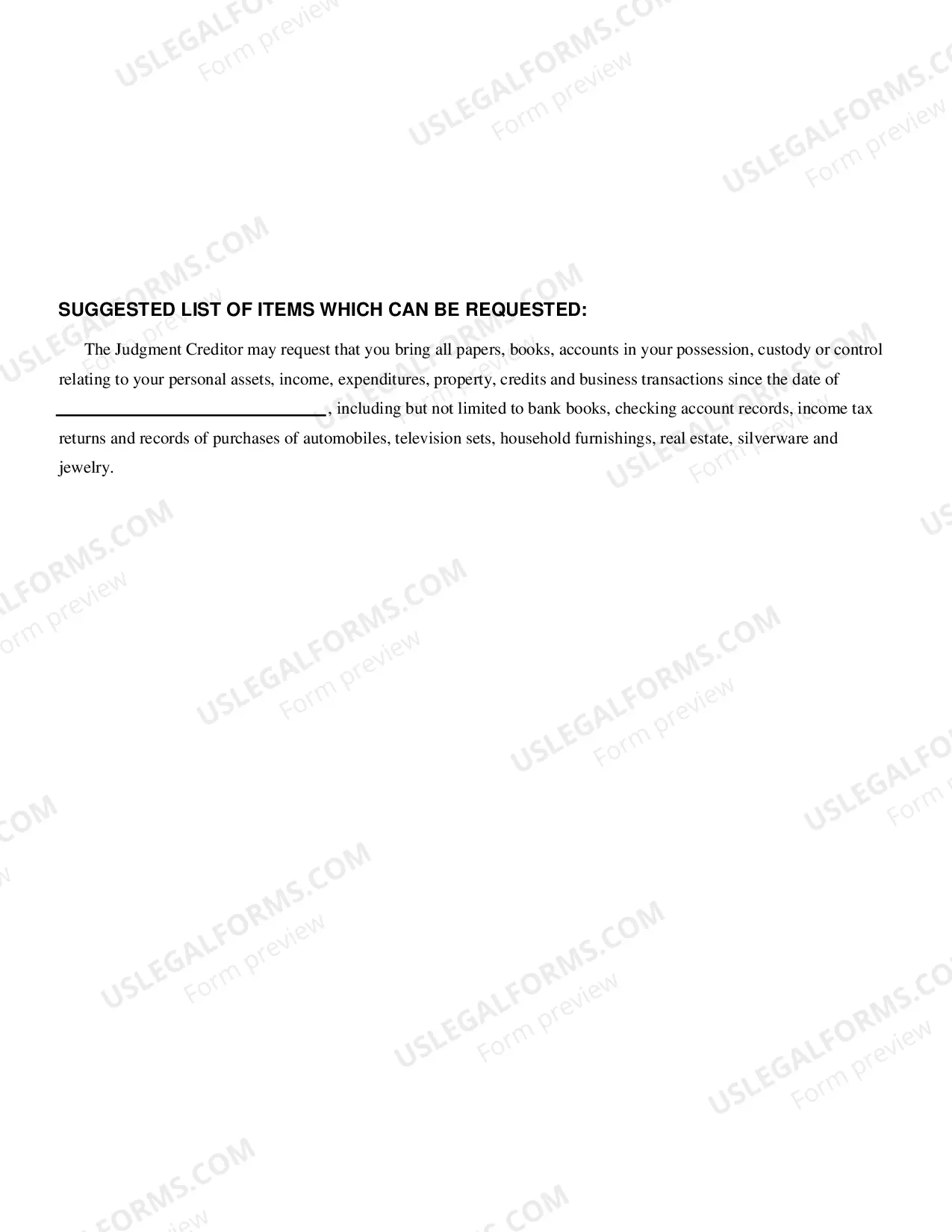 Preview Request for Order Directing Defendant or Other Person to Appear for Examination in Aid of Enforcement of Judgment