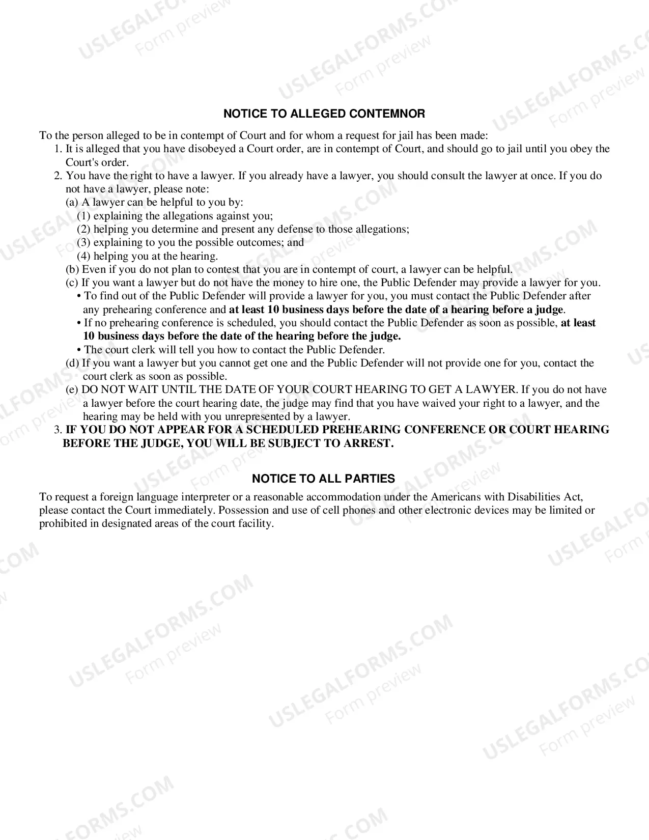Preview Request for Show Cause Order for Contempt