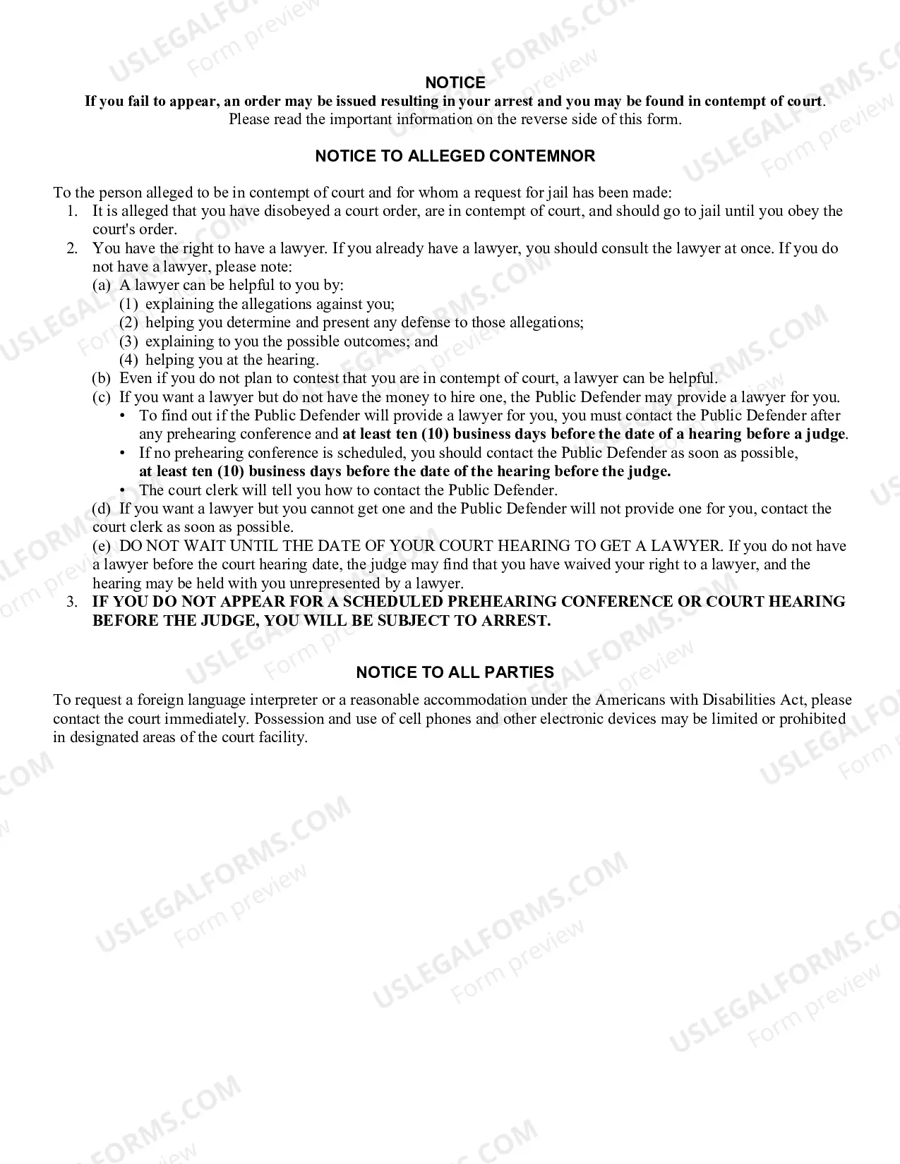 Preview Request for Show Cause Order for Contempt