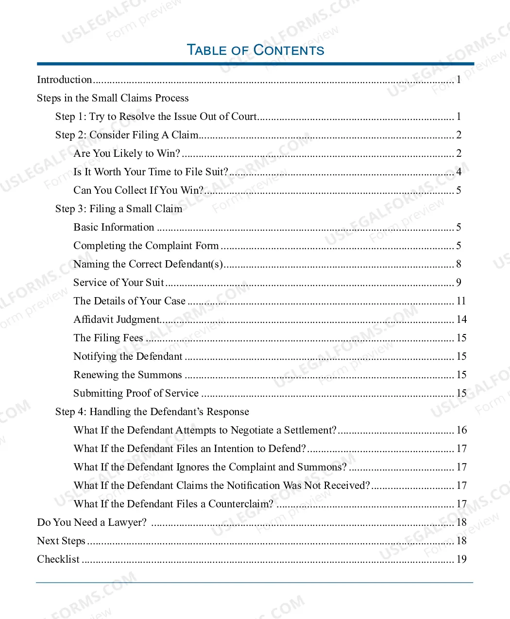 Preview Small Claims Brochure