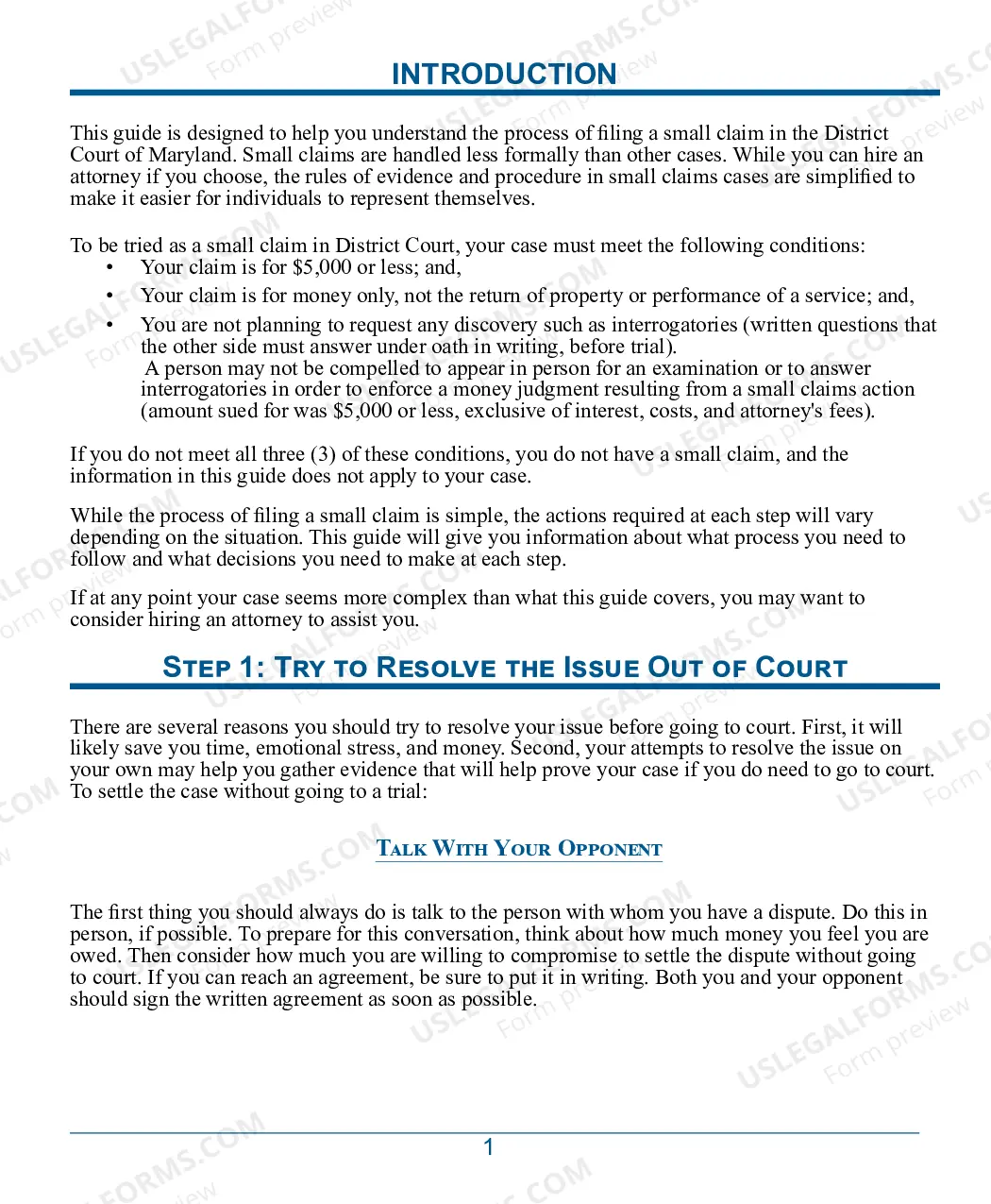 Preview Small Claims Brochure