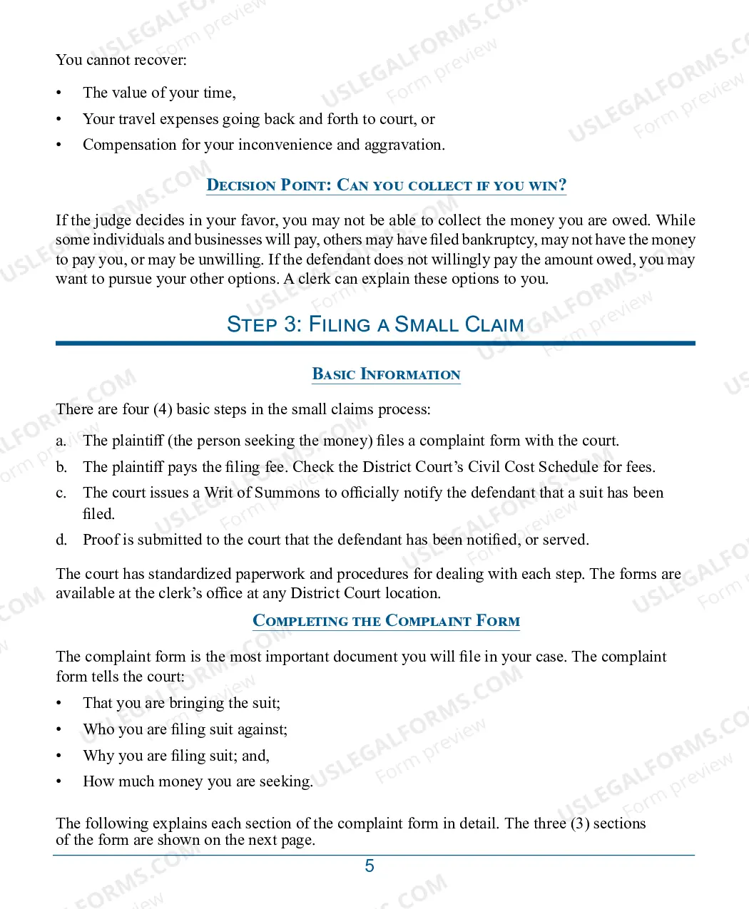 Preview Small Claims Brochure