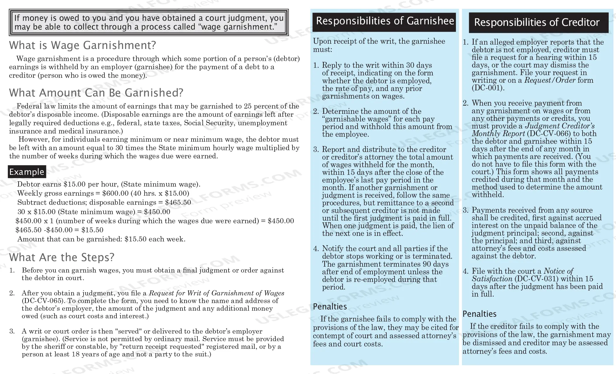 Preview Wage Garnishment Brochure
