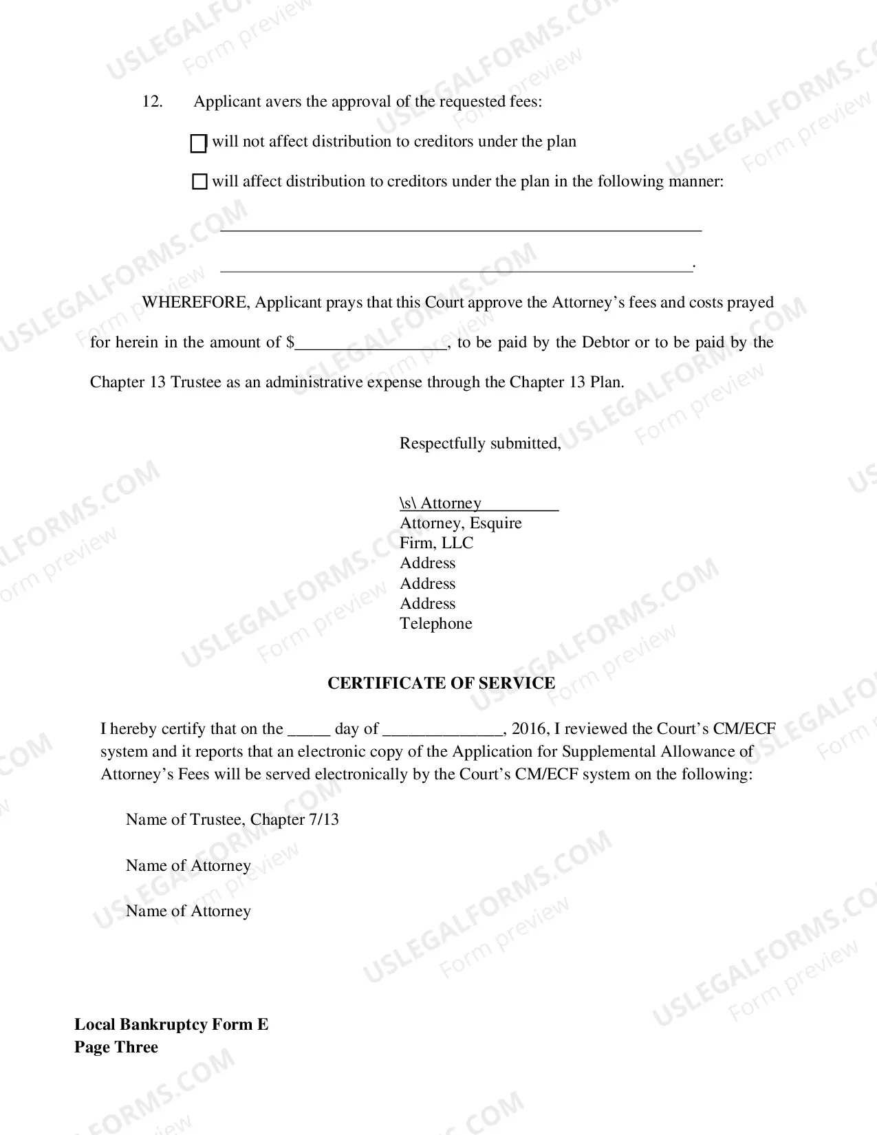 Preview Application For Supplemental Allowance of Attorneys Fees