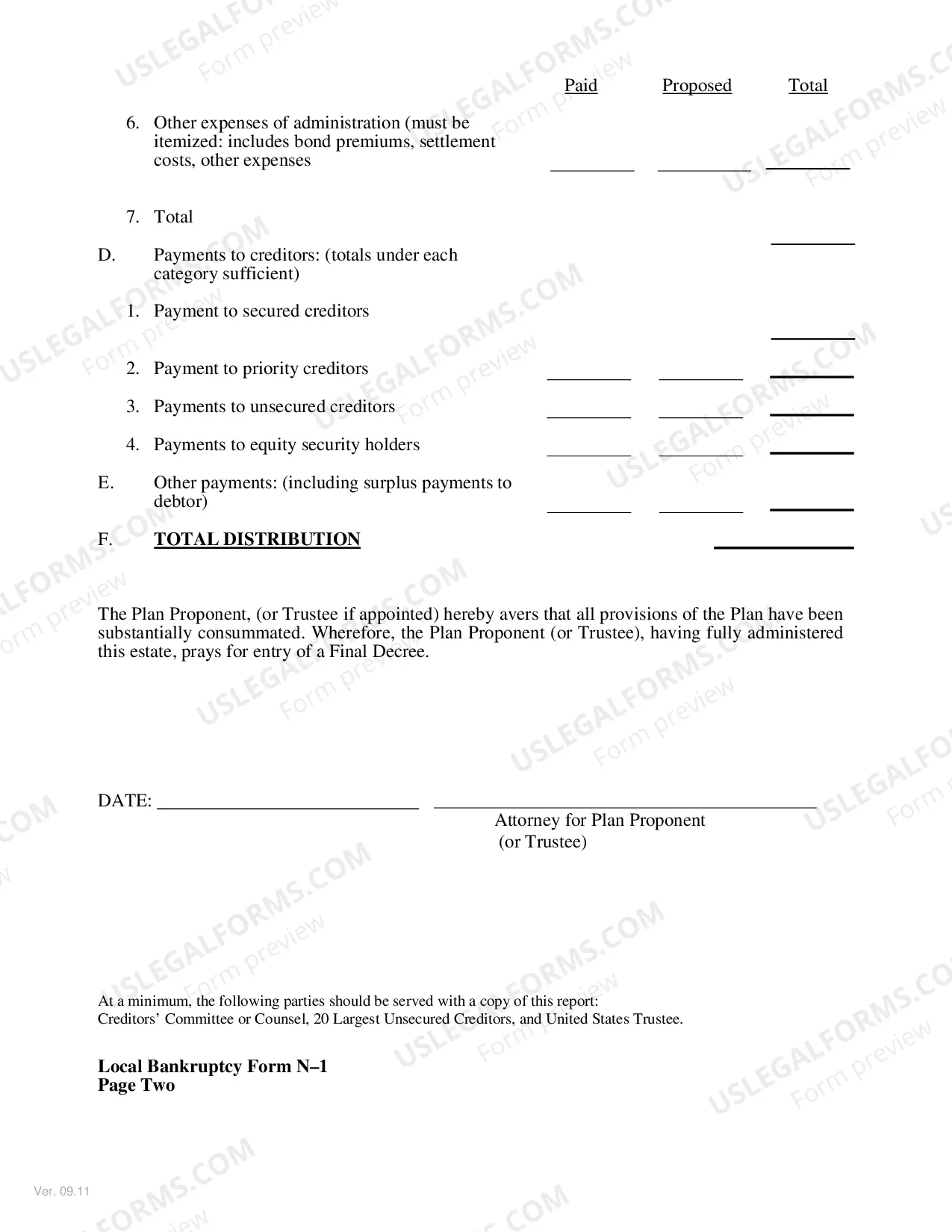Preview Chapter 11 Final Report And Motion For Final Decree