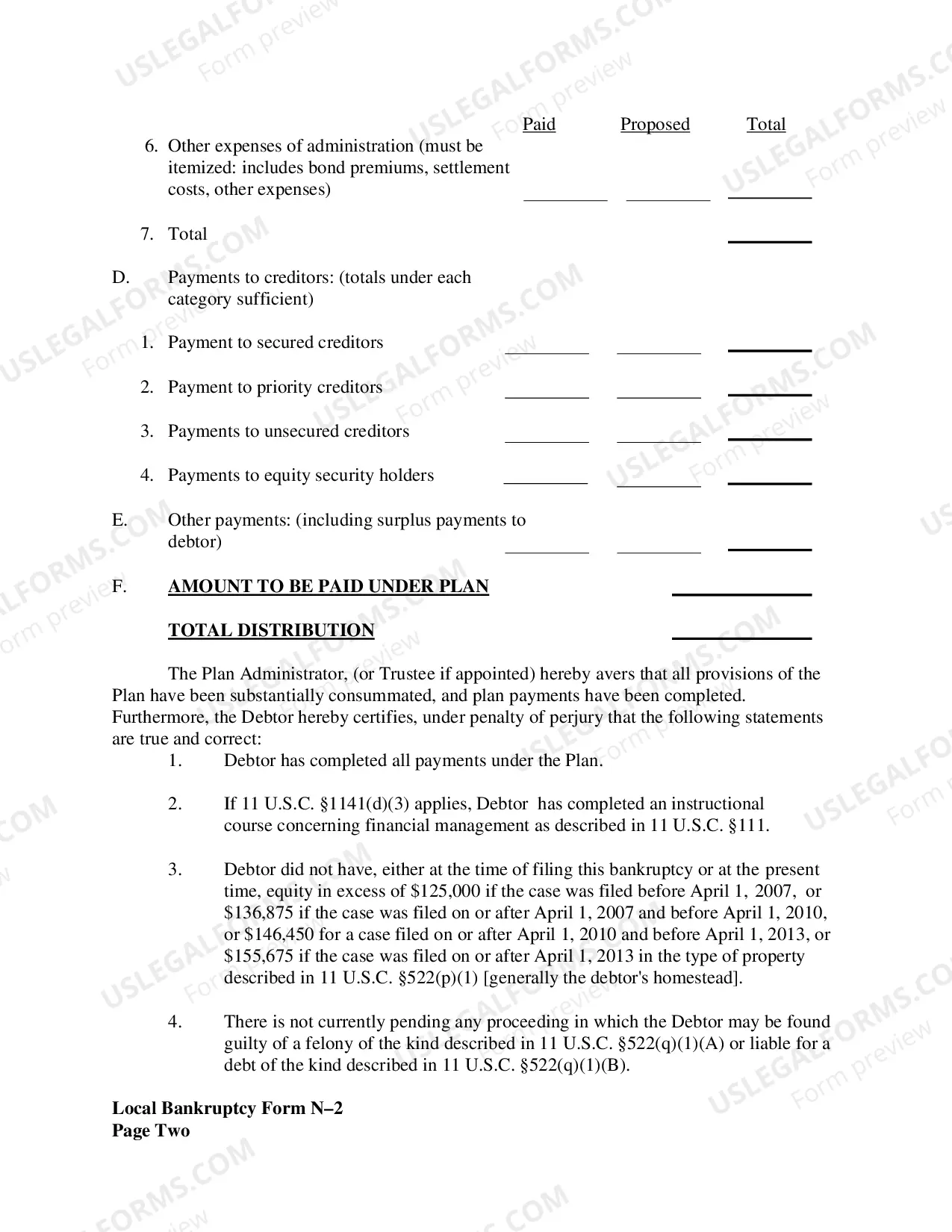 Preview Chapter 11 Final Report And Motion For Final Decree (Individual Debtors)
