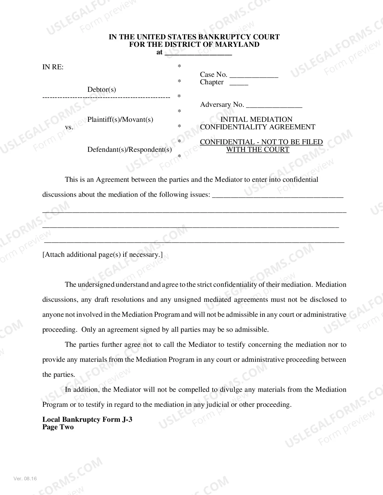 Preview Initial Mediation Confidentiality Agreement