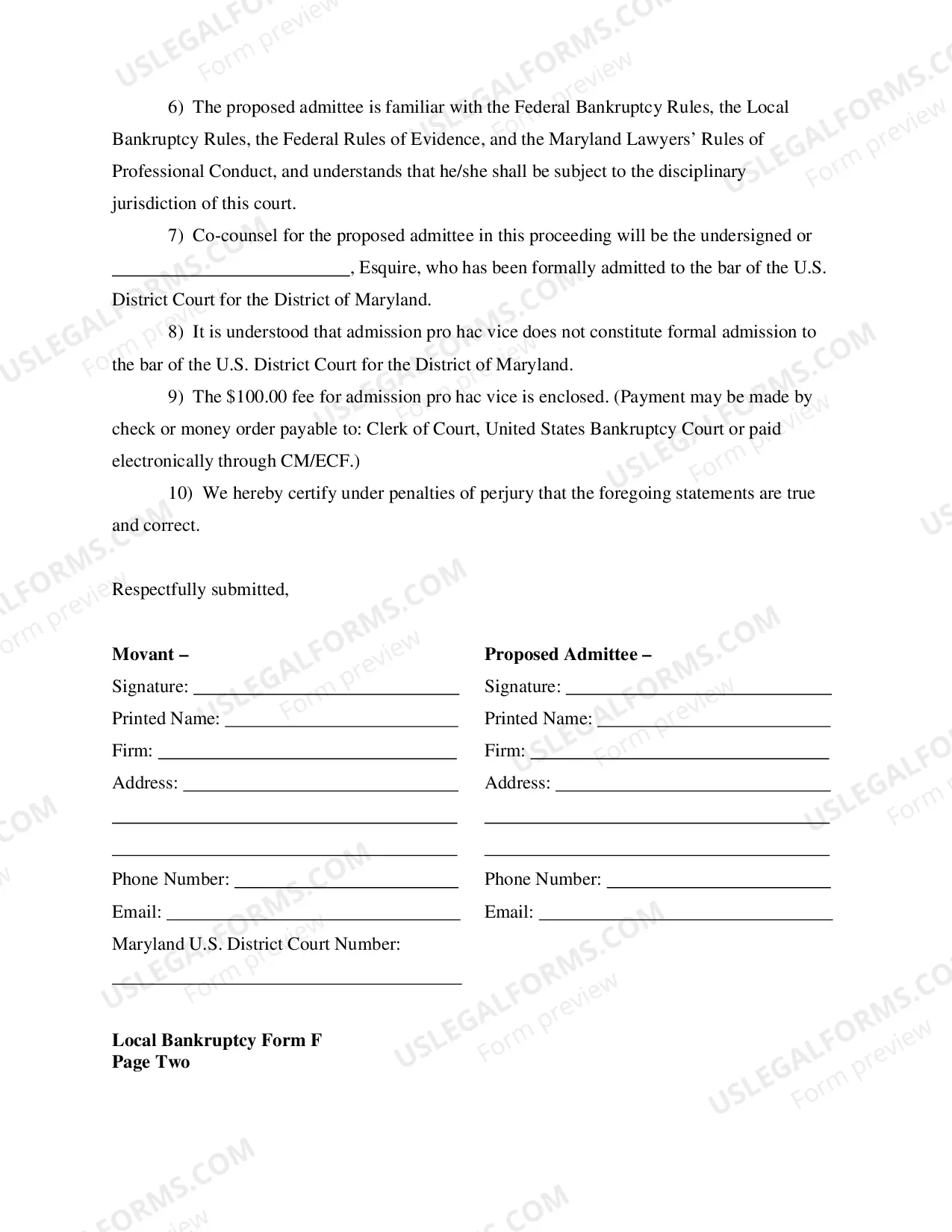 Preview Motion For Admission Pro Hac Vice