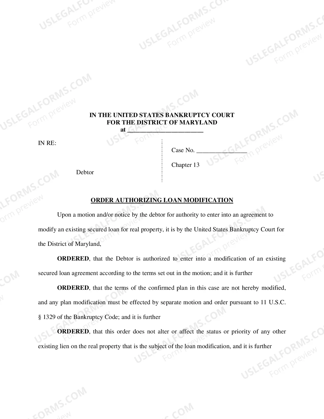 Preview Secured Loan Modification Request
