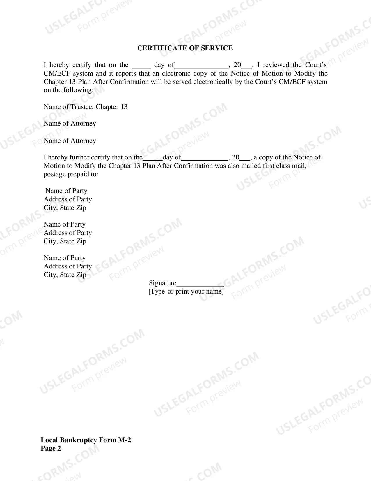 Preview Notice of Motion To Modify Plan
