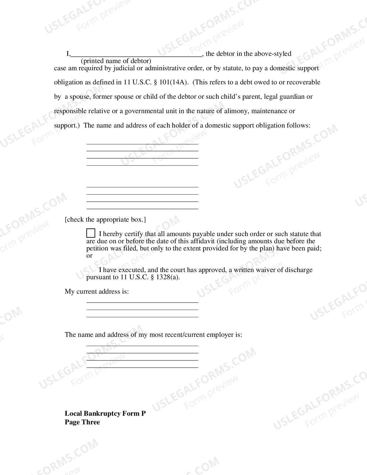 Preview Affidavit Requesting Discharge