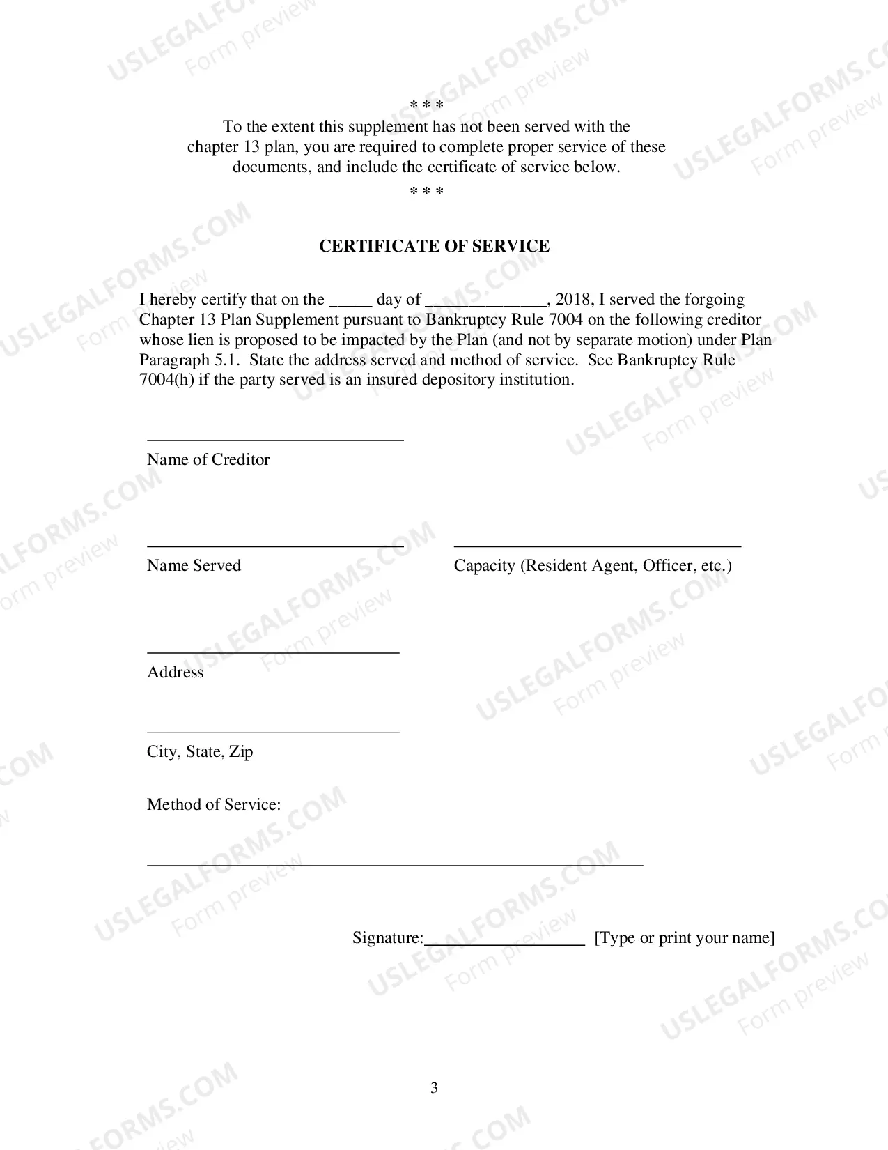 Preview Chapter 13 Plan Supplemental Form - 506 Lien Value or Avoid