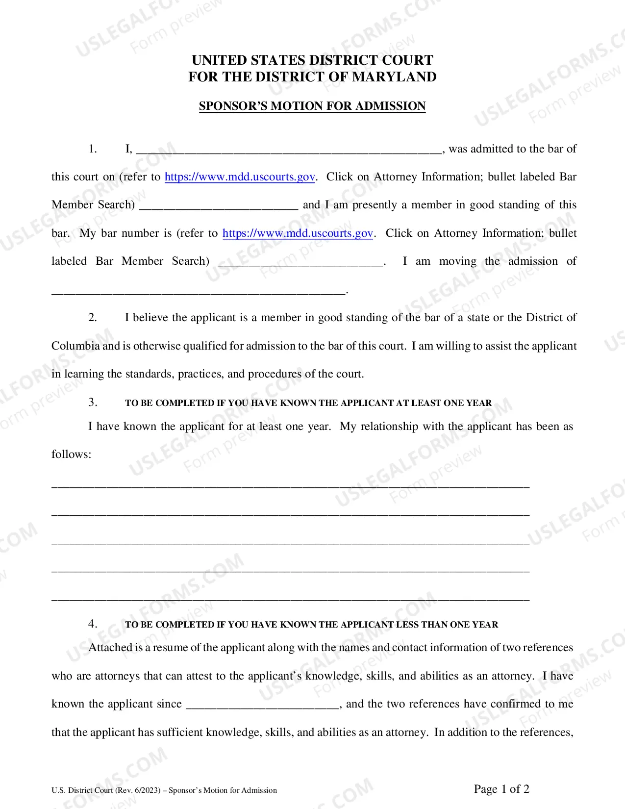 Preview Attorney Admission Application