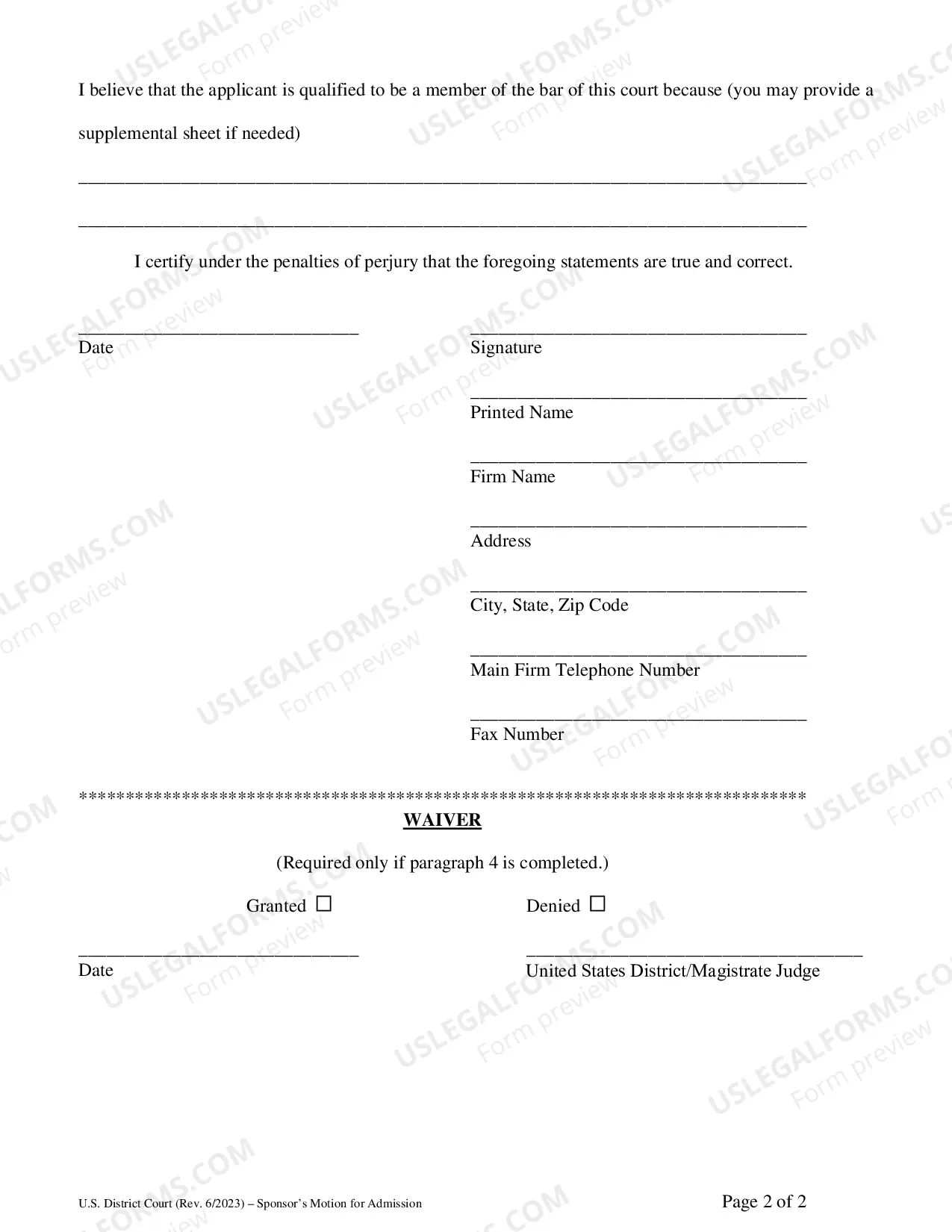 Preview Attorney Admission Application