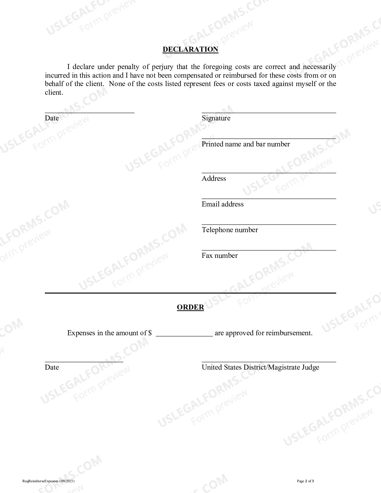 Preview Request by Court Appointed Counsel for Reimbursement of Expenses