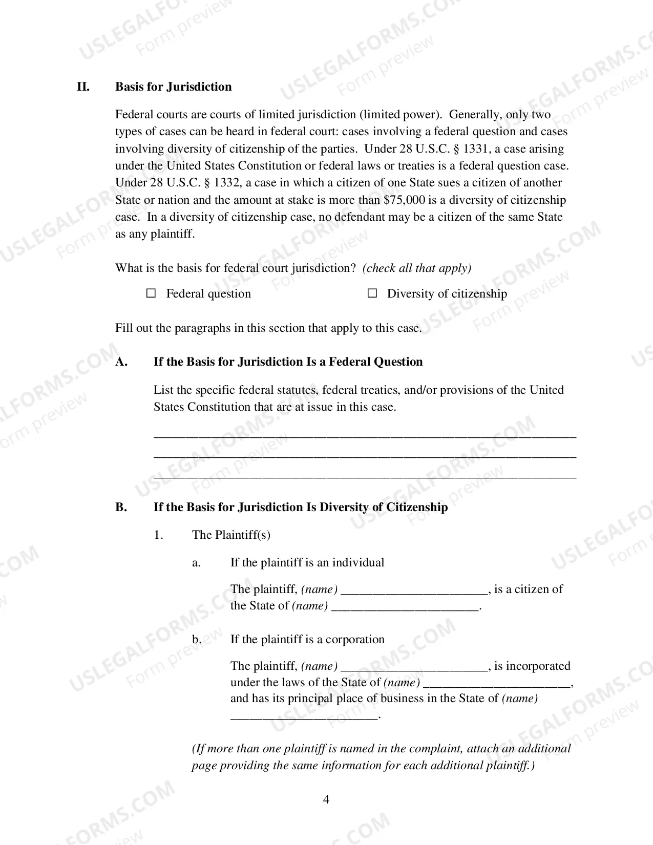 Preview Complaint in a Civil Action